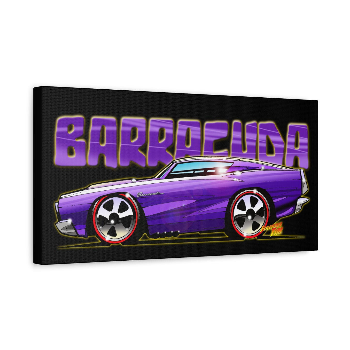 PLYMOUTH BARRACUDA Fireball Art Canvas Wall Print