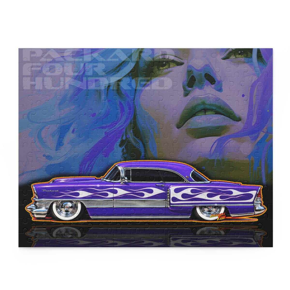 PACKARD 1955 Kustom Four Hundred Collectible Fireball Art Jigsaw Puzzle — Retro Custom Cars (120/252/500‑Piece)