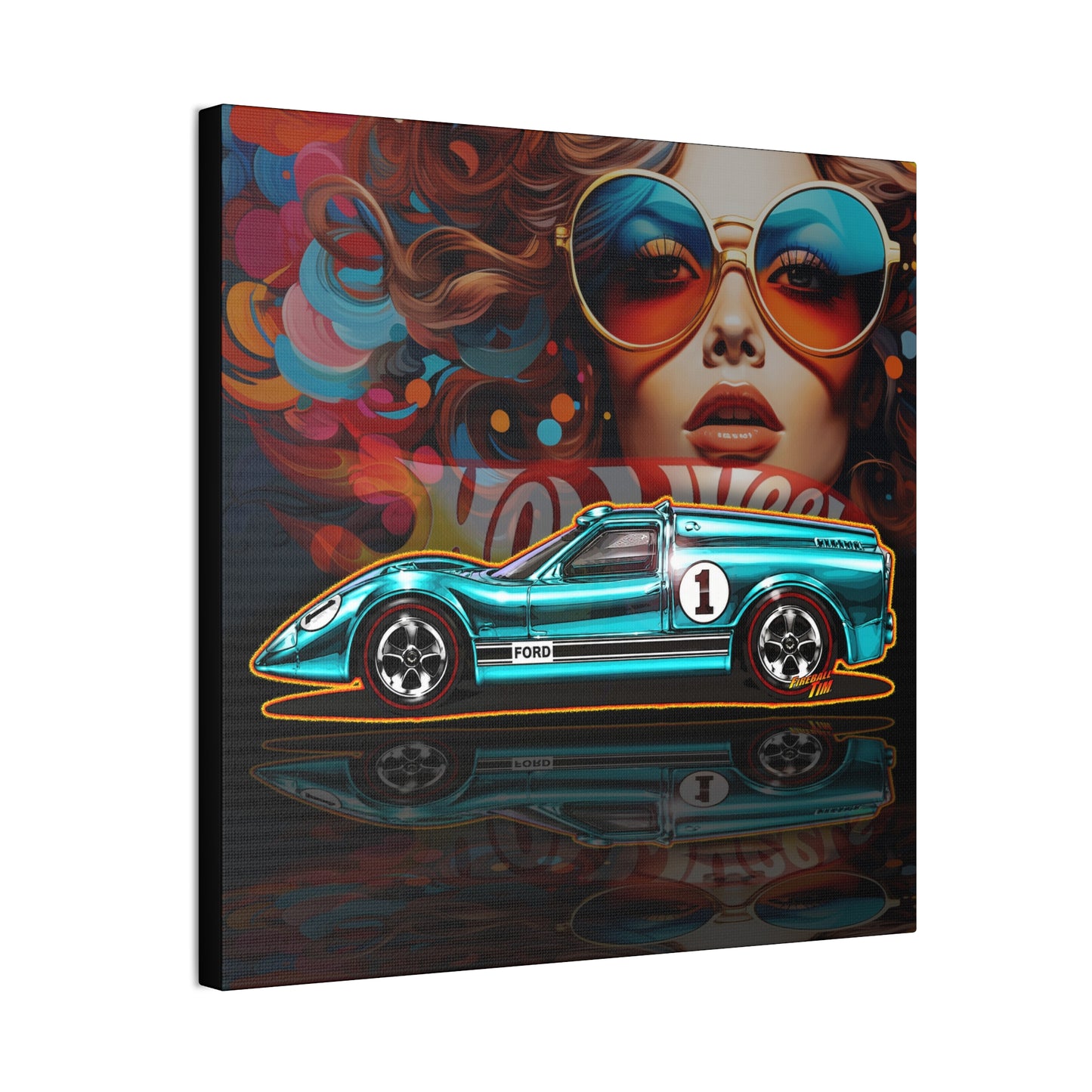 HOT WHEELS Sweet 16 JCAR Collectible Fireball Art Canvas Stretched Print