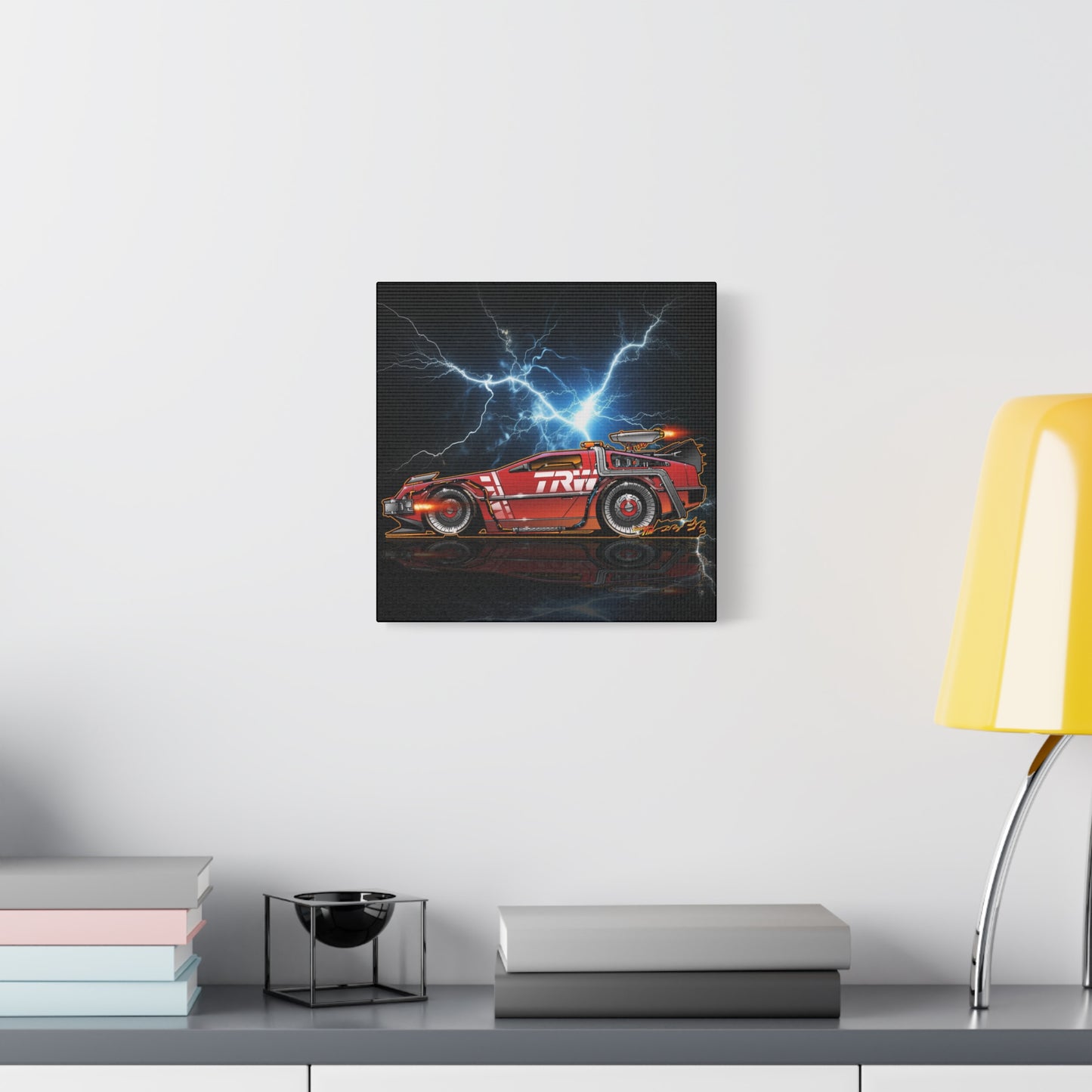 BACK TO THE FUTURE DELOREAN Red Steel Time Machine Canvas Art Wall Print 3 Sizes