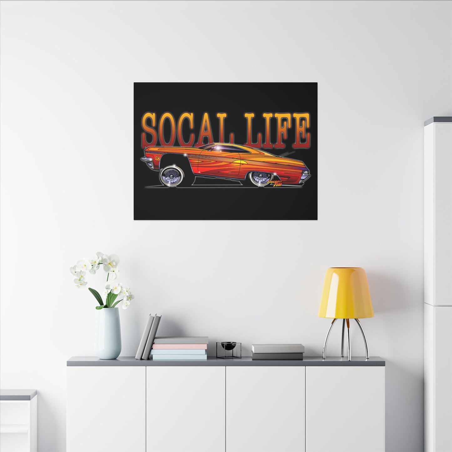 CHEVY IMPALA LOWRIDER Fireball Art Canvas Print