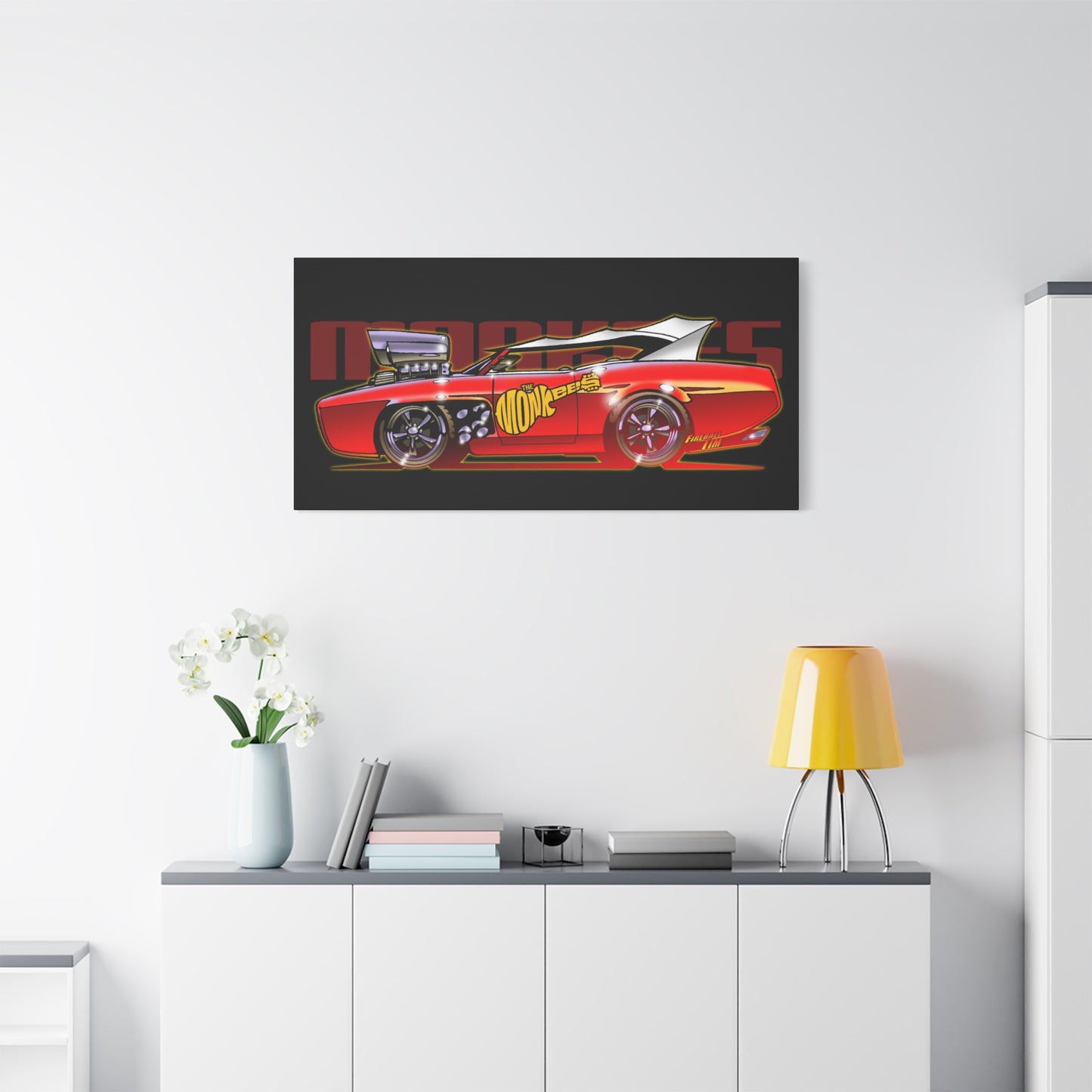 THE MONKEES Monkeemobile Fireball Canvas Art Wall Print - 11x14