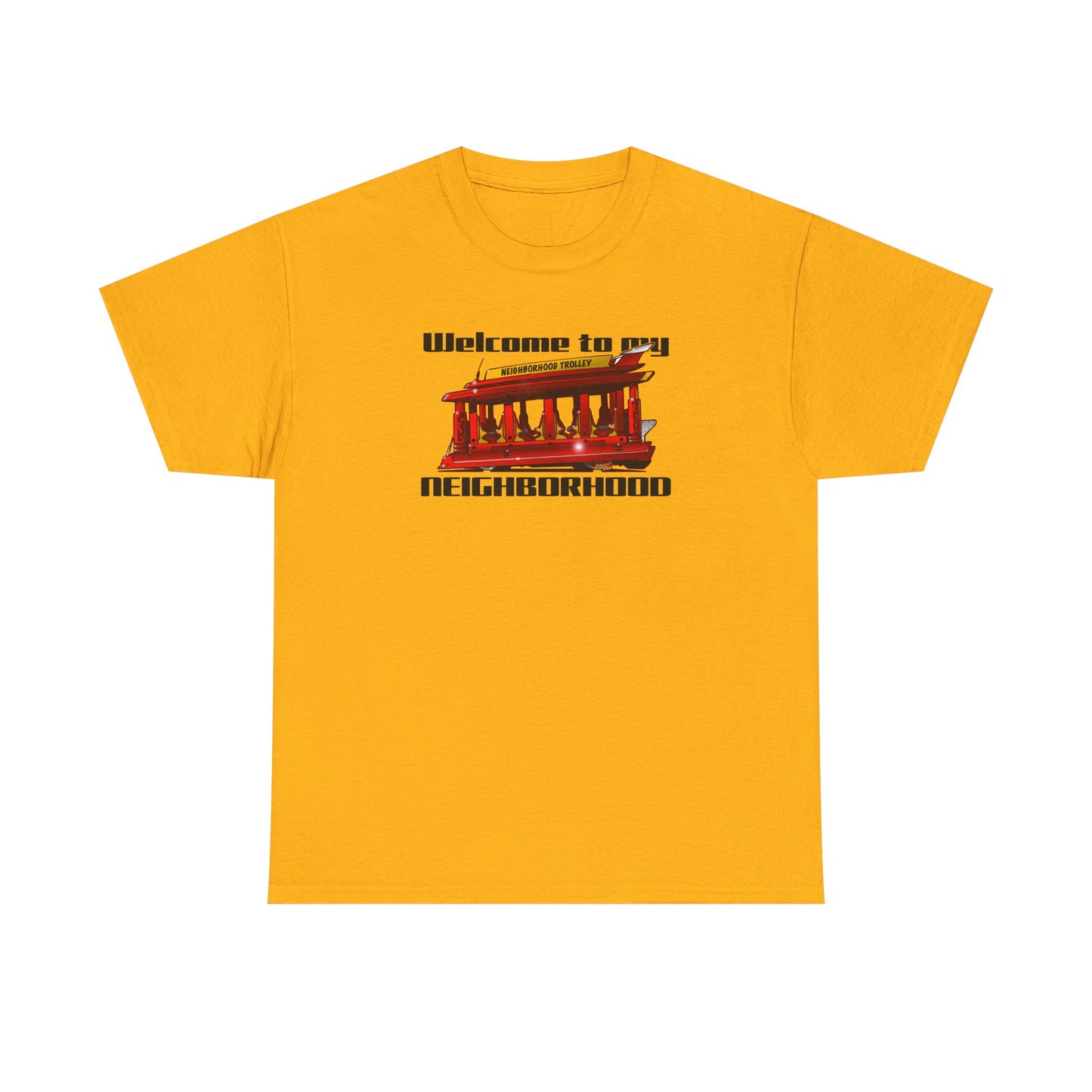 MR. ROGERS NEIGHBORHOOD TROLLEY Unisex Heavy Cotton Tee Shirt - Multiple Colors