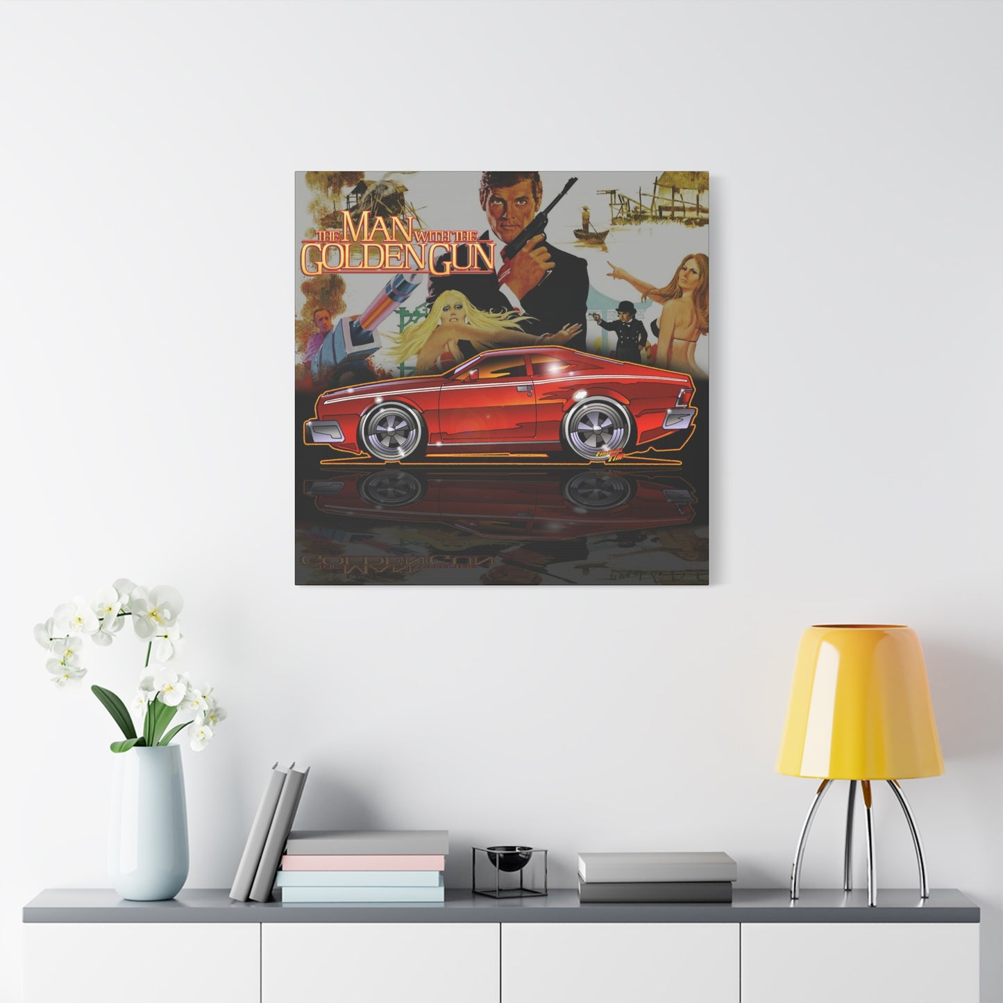 MAN WITH THE GOLDEN GUN AMC Hornet James Bond Fireball Art Canvas Print