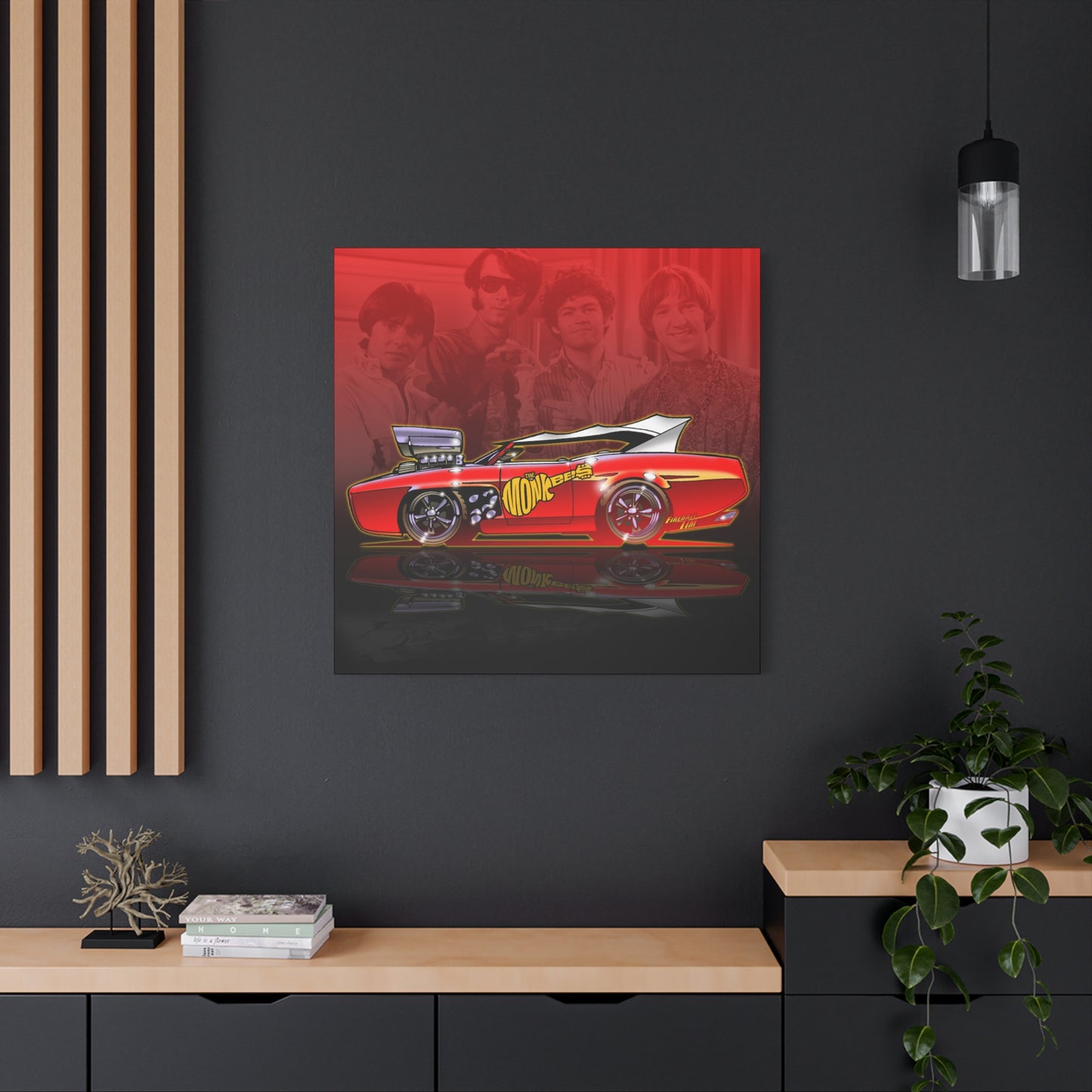 THE MONKEES Monkeemobile Fireball Canvas Art Wall Print
