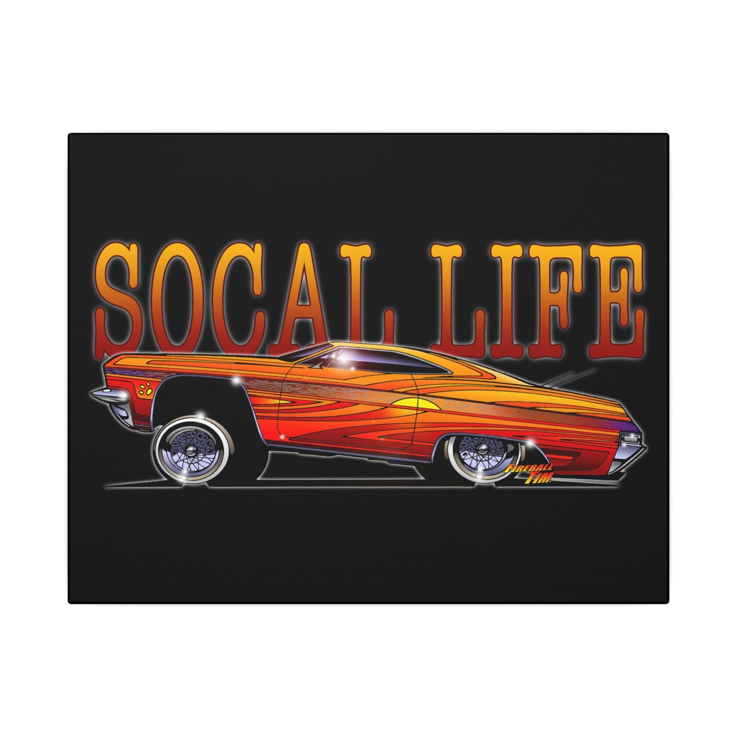 CHEVY IMPALA LOWRIDER Fireball Art Canvas Print