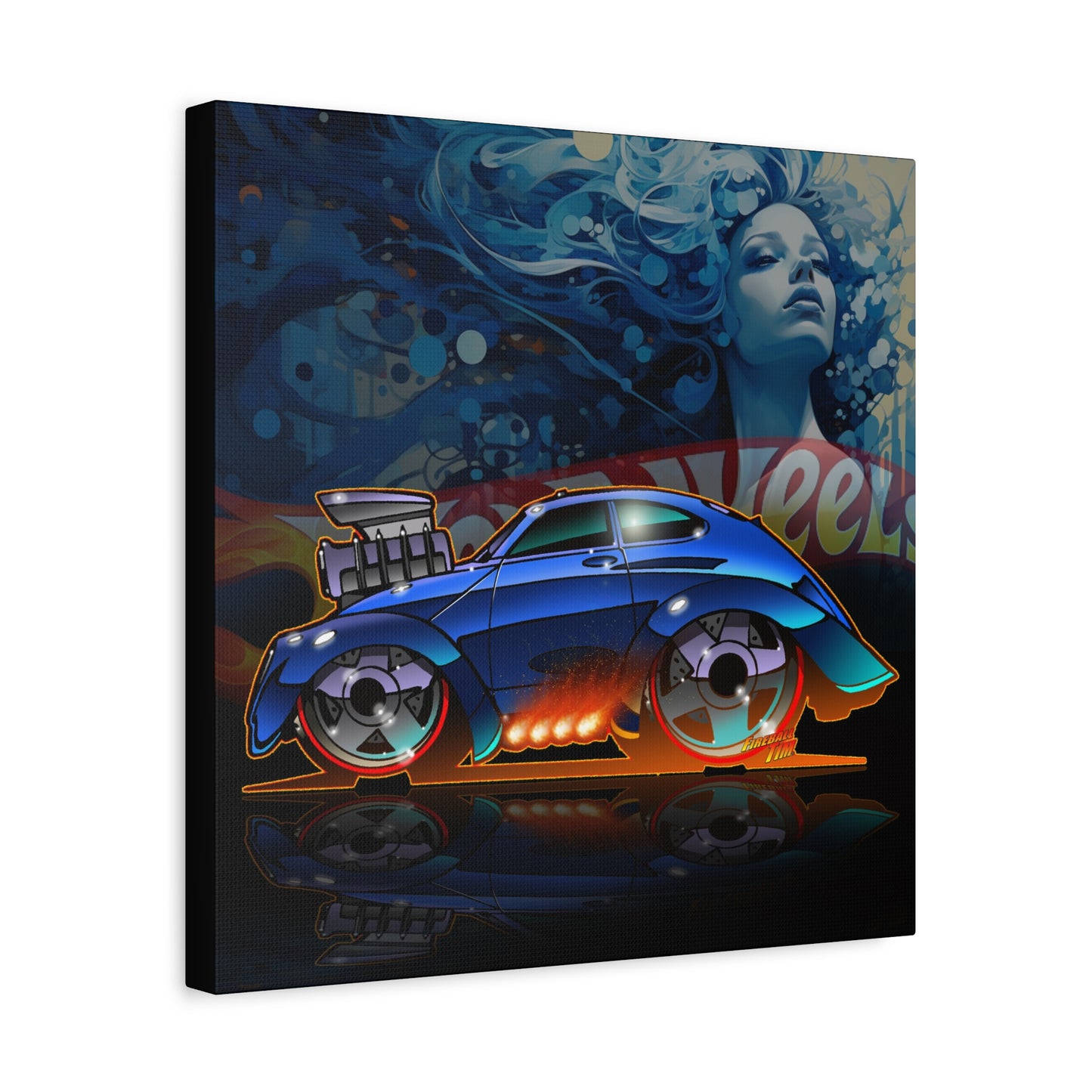 HOT WEEHLS Custom VW Bug Fireball Art Canvas Print
