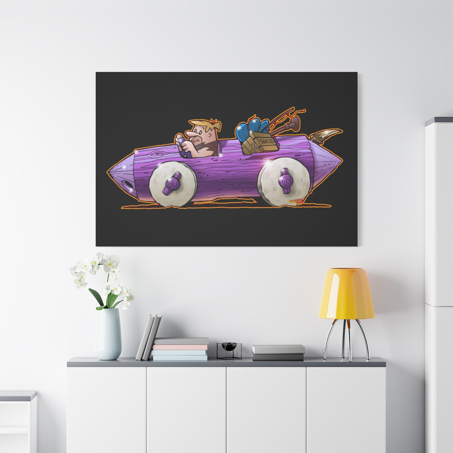 FLINSTONES BARNEY RUBBLE Fireball Art Canvas Wall Print - Multiple Sizes