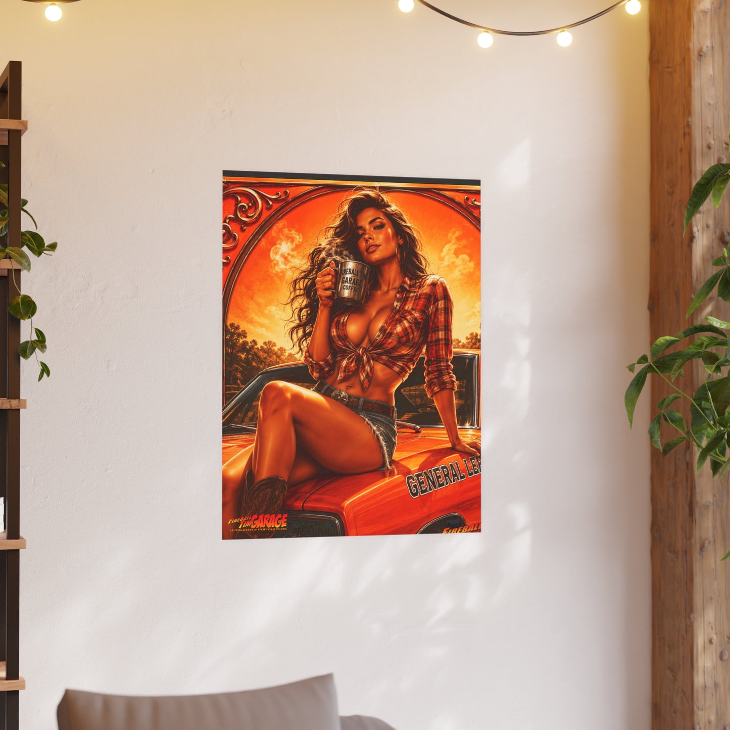 HIGH OCTANE HAZZARD Dukes Charger Vintage Fireball Art Travel Pinup Poster