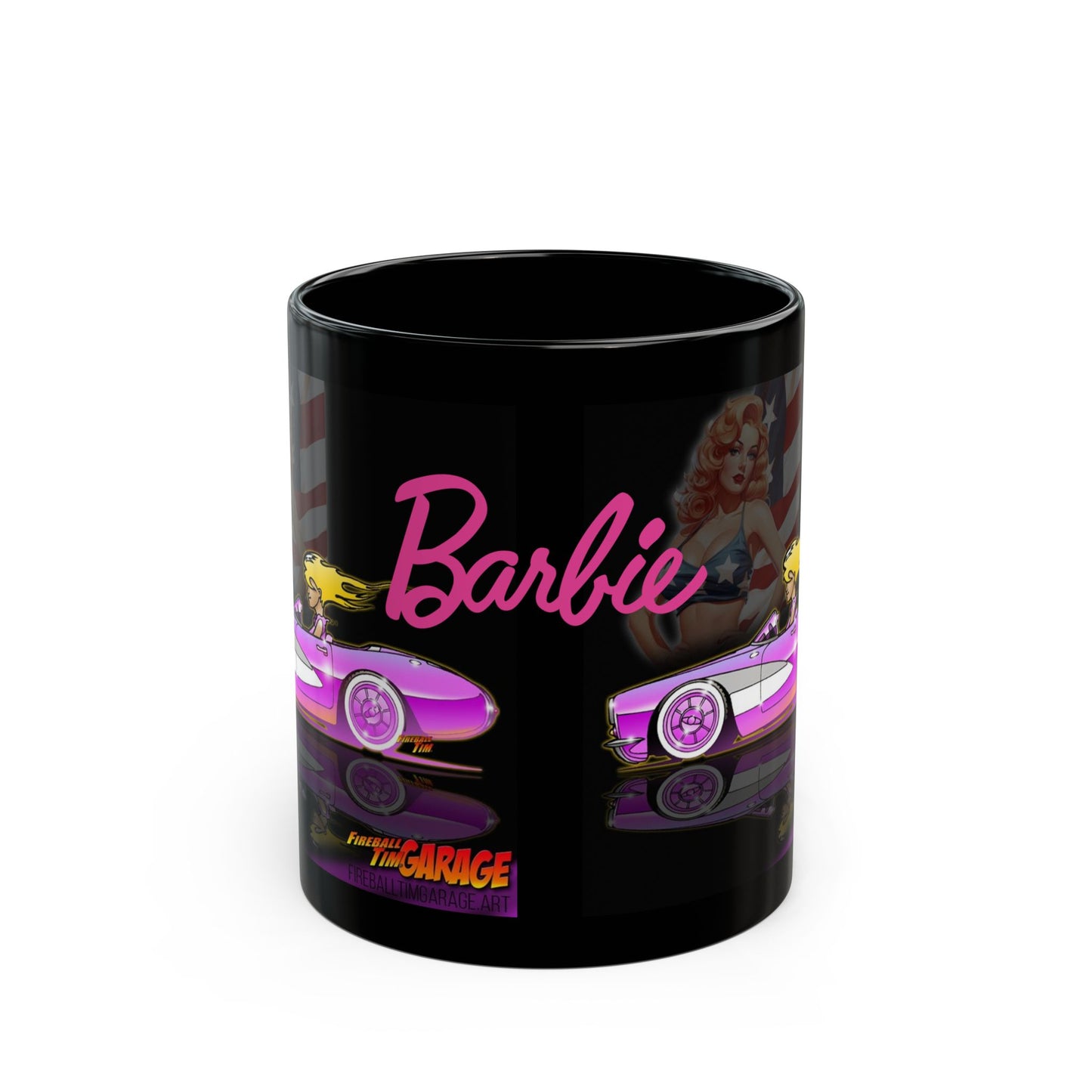 BARBIE CORVETTE Concept Art Black Coffee Mug 11oz