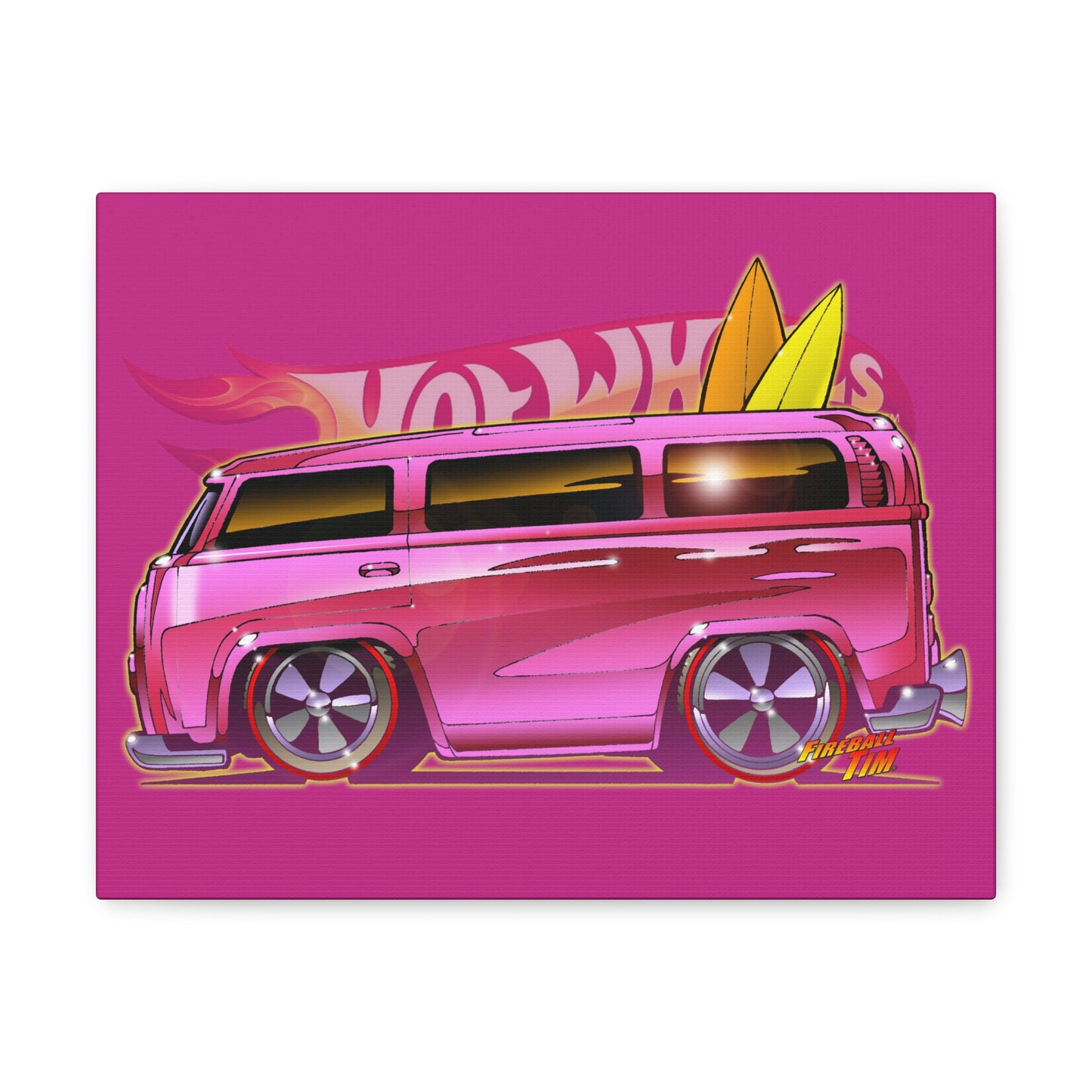 Hot Wheels PINK BEACH BOMB VW Bus Canvas Gallery Art Print 11x14