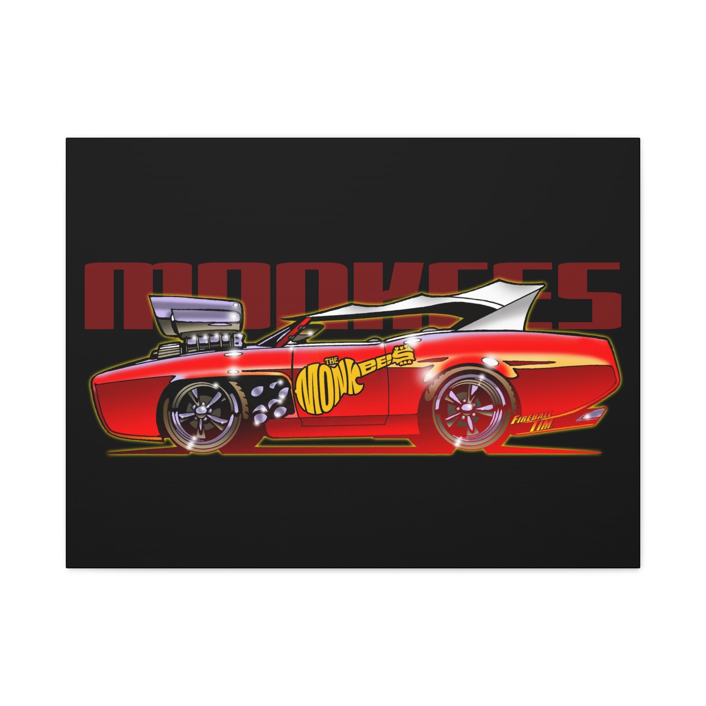THE MONKEES Monkeemobile Fireball Canvas Art Wall Print - 11x14