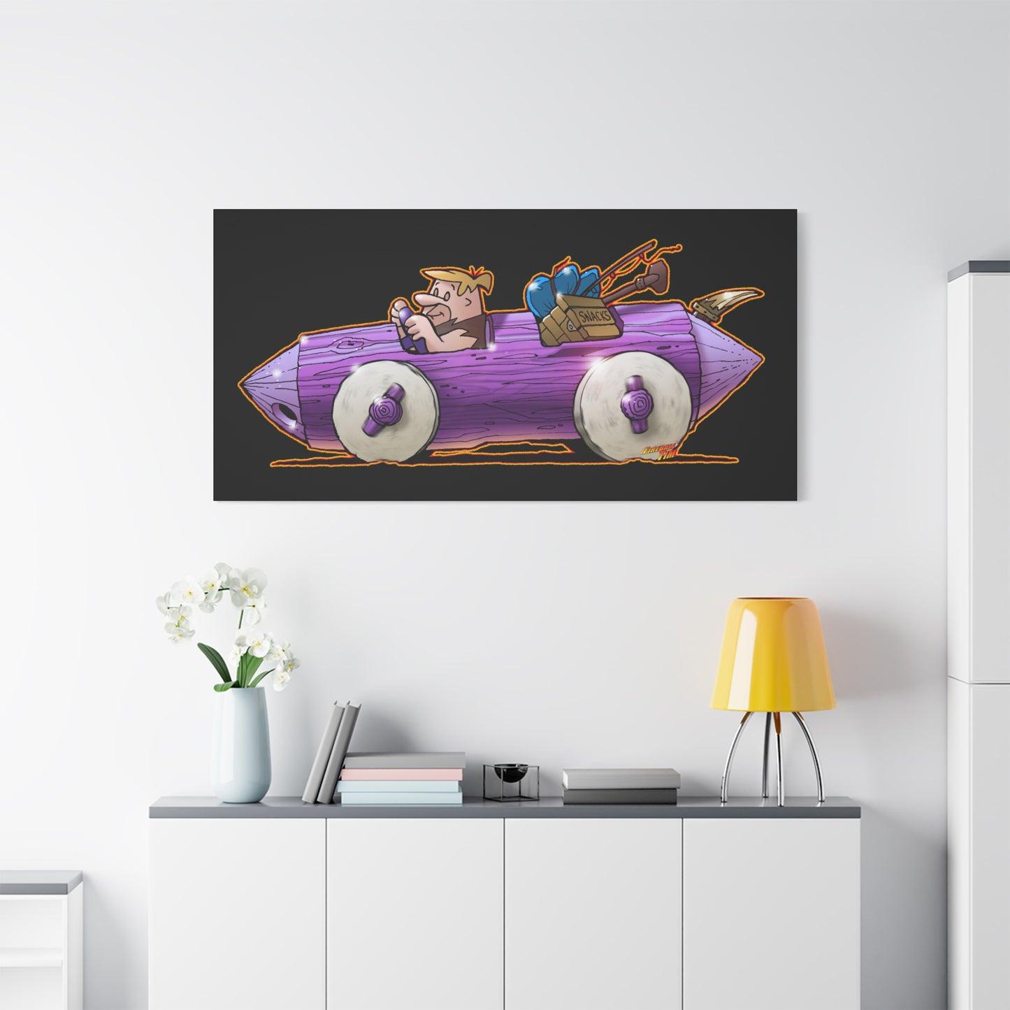 FLINSTONES BARNEY RUBBLE Fireball Art Canvas Wall Print - Multiple Sizes