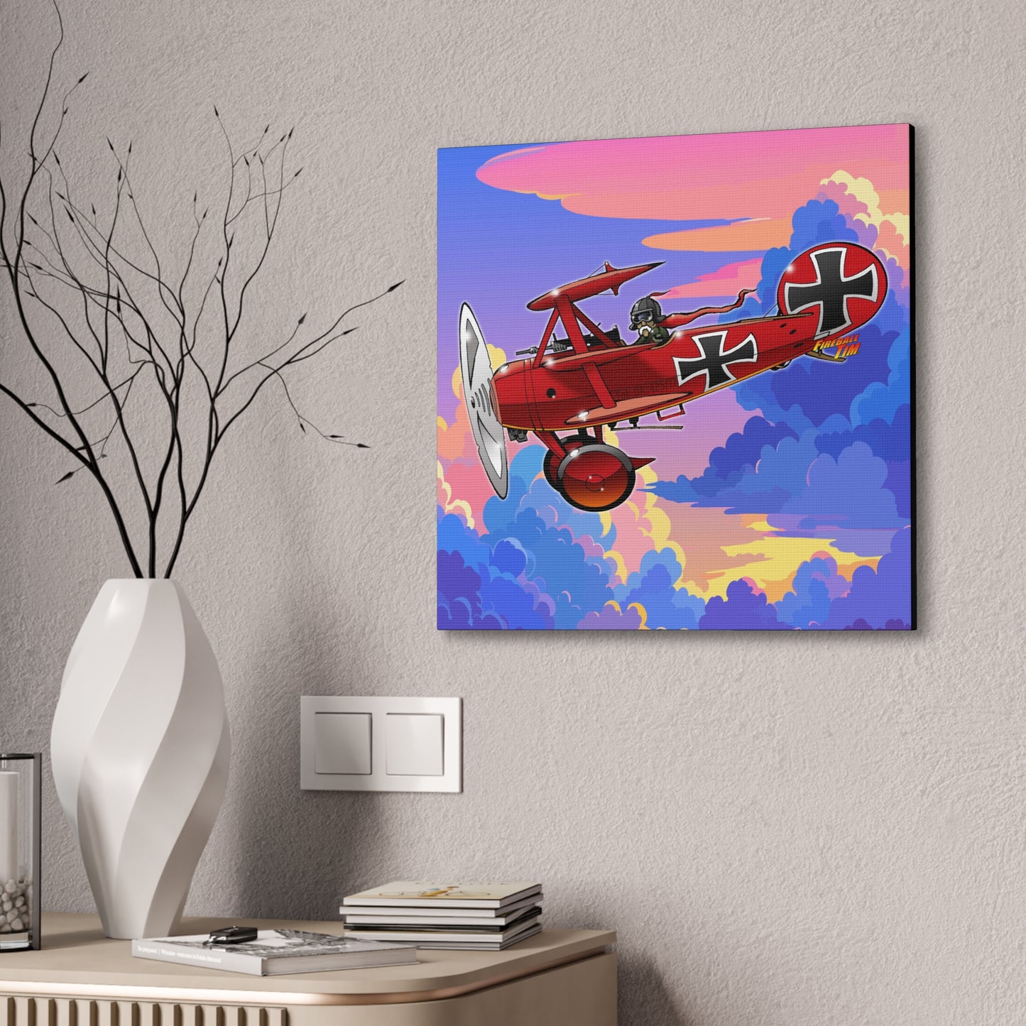 RED BARON FOKKER WW1 Fighter Airplane Canvas Art Print