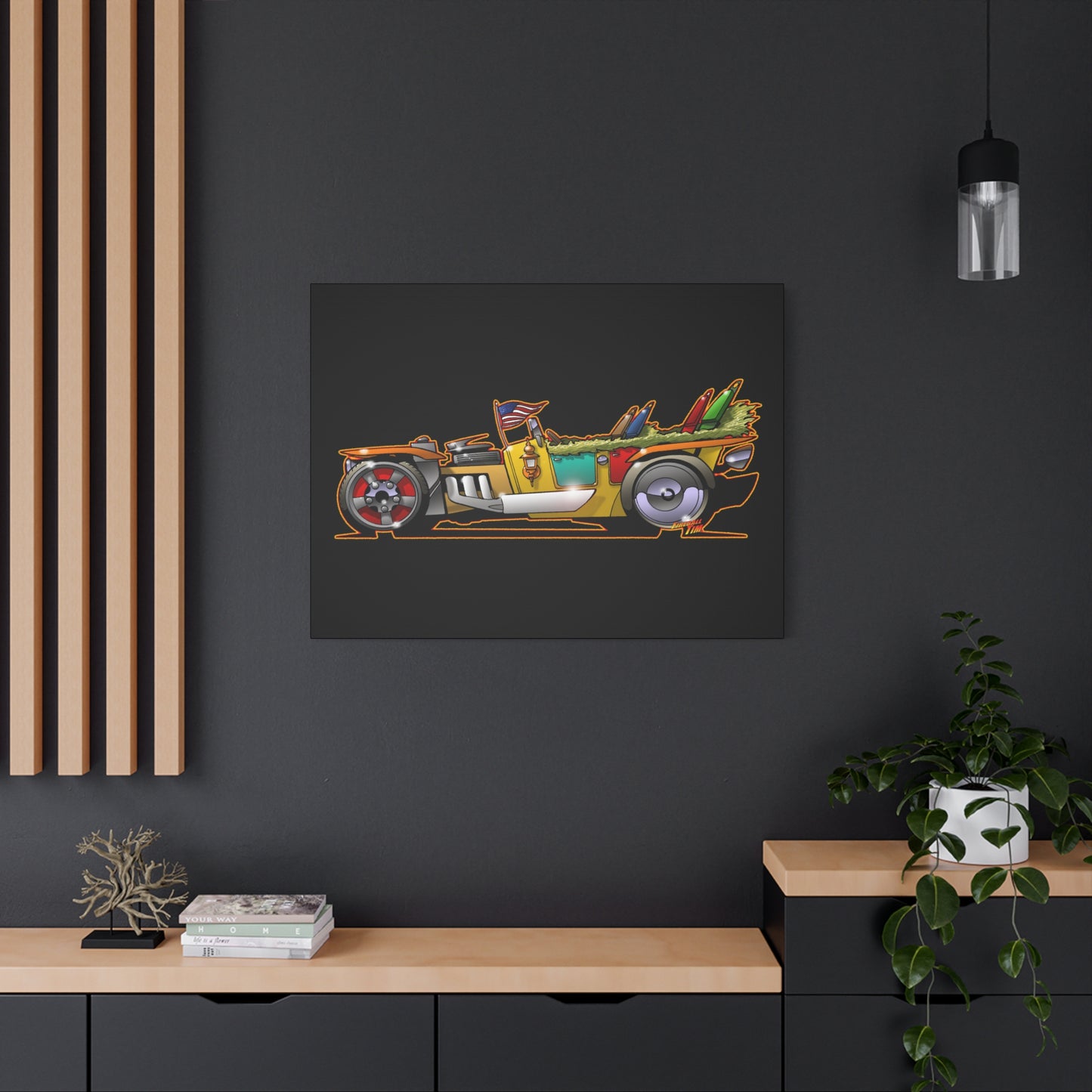 MONGREL T HOT ROD Elvis Easy Come Easy Go Fireball Canvas Art Wall Print