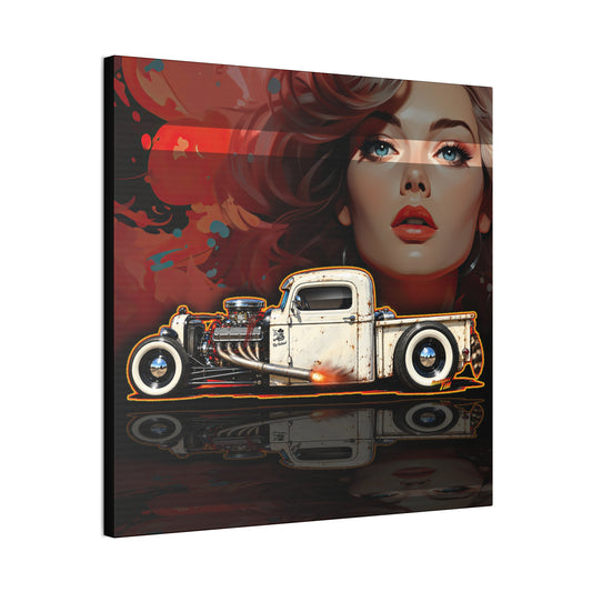 OUTLAW 150 Hot Rod Rat Rod Collectible Fireball Art Canvas Stretched Print