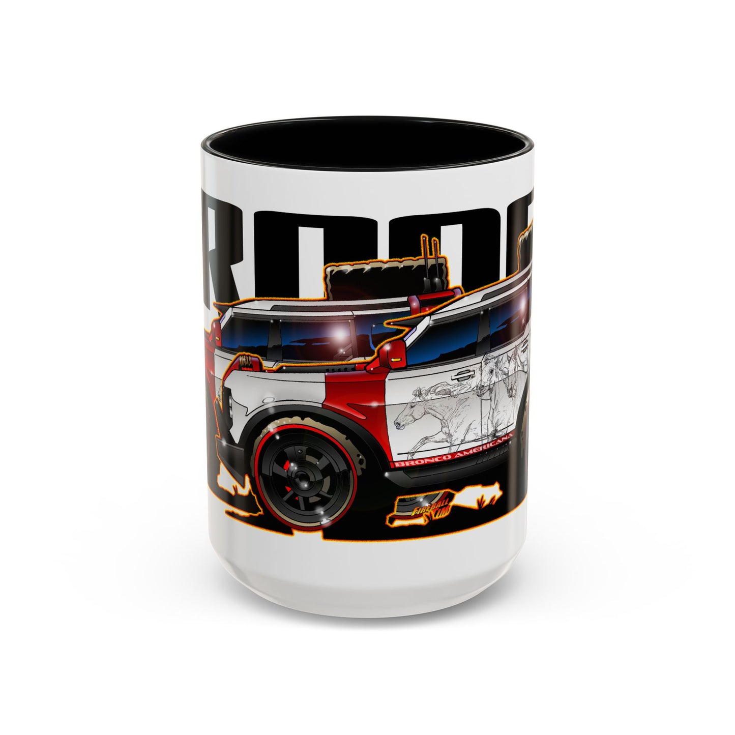 FORD BRONCO AMERICANO CUSTOM Fireball Art Collectible Coffee Mug - 2 Sizes