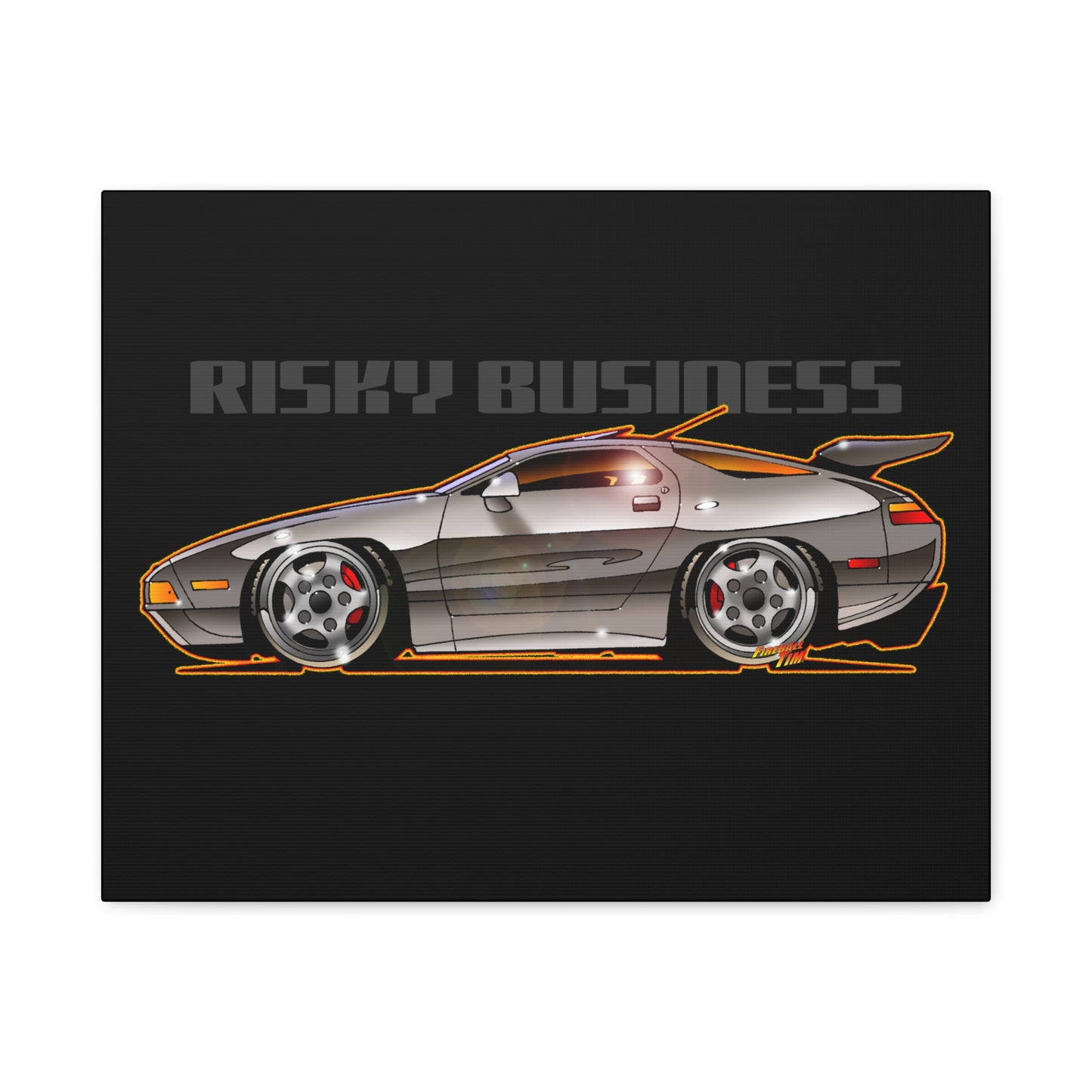 RISKY BUSINESS Porsche 928 Fireball Art Canvas Print - Sizes
