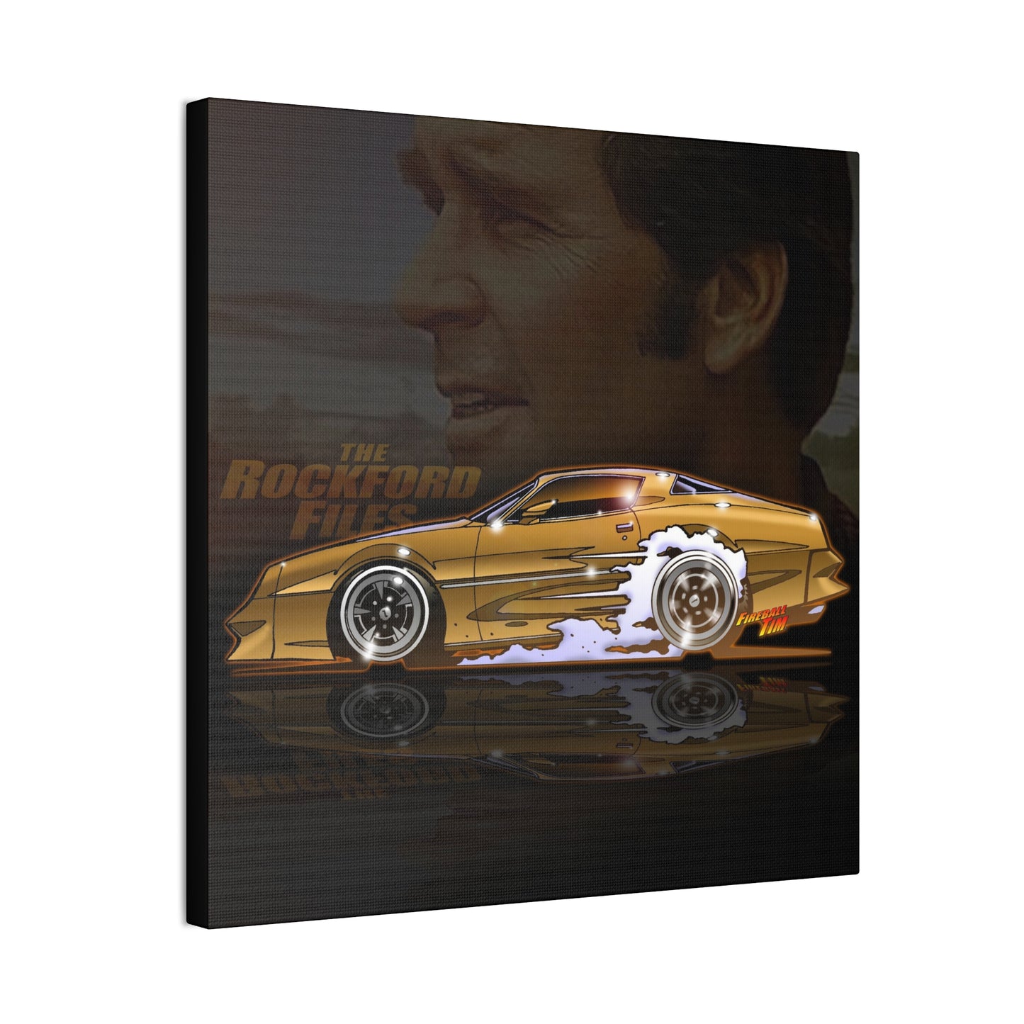 ROCKFORD FILES Pontiac Firebird Fireball Art Canvas Wall Print - 3 Sizes