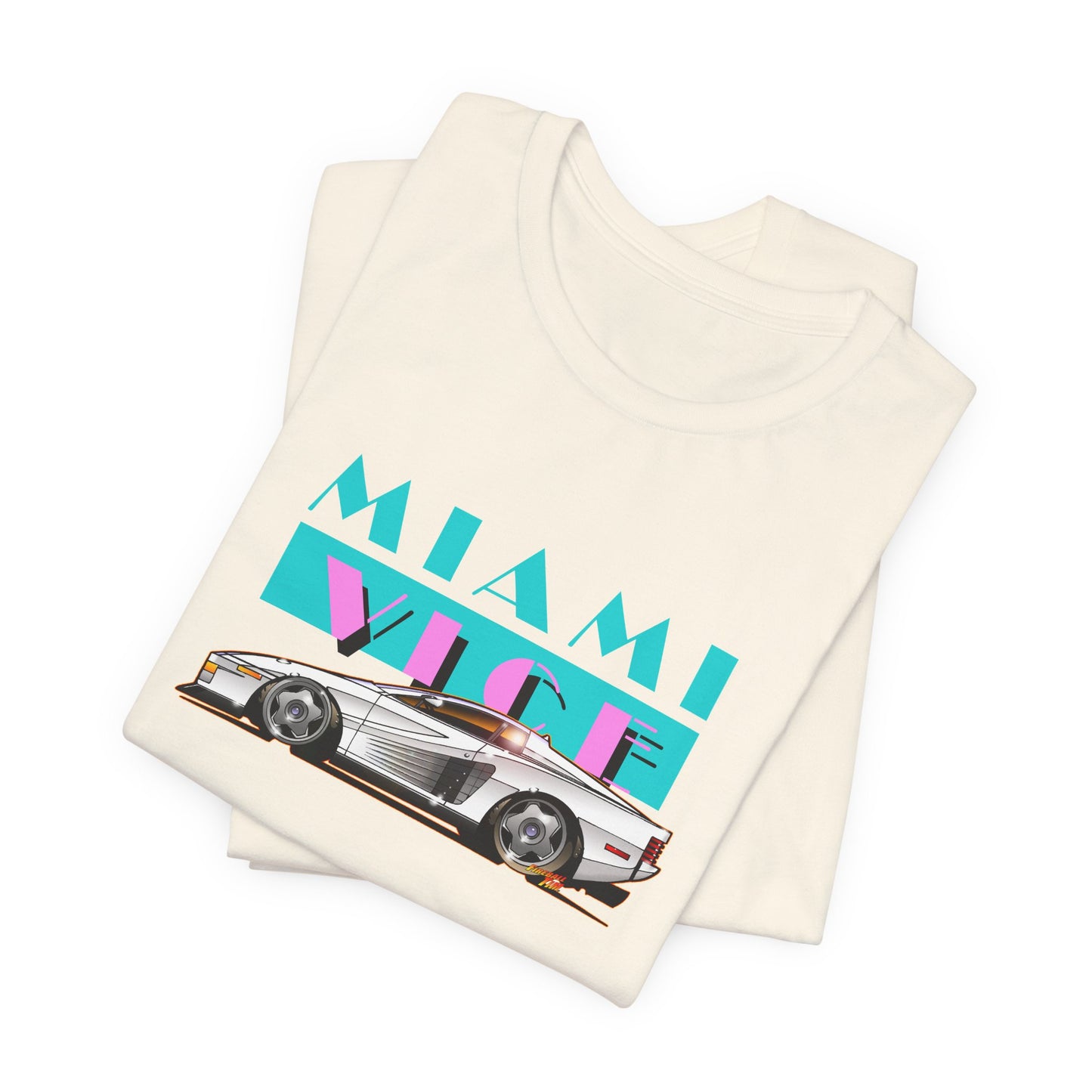 MIAMI VICE FERRARI TESTAROSSA TV Show Short Sleeve Tee 12 Colors