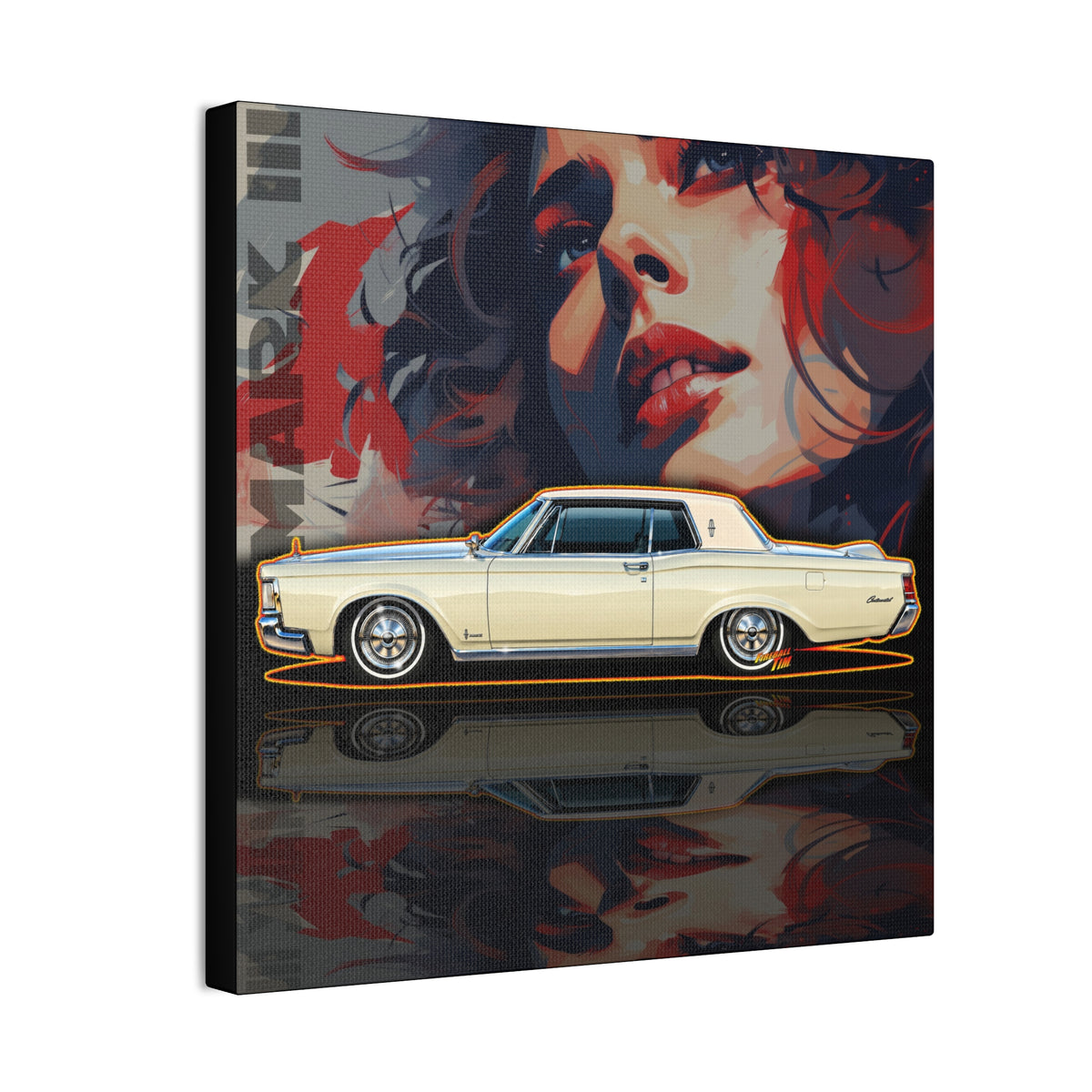 LINCOLN MARK III 1970 Collectible Fireball Art Canvas Stretched Print