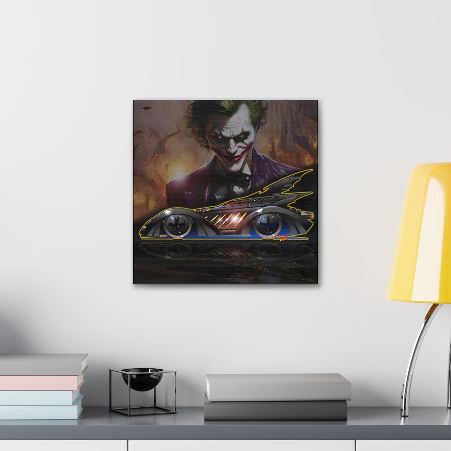 BATMAN FOREVER BATMOBILE Joker Fireball Art Canvas Print