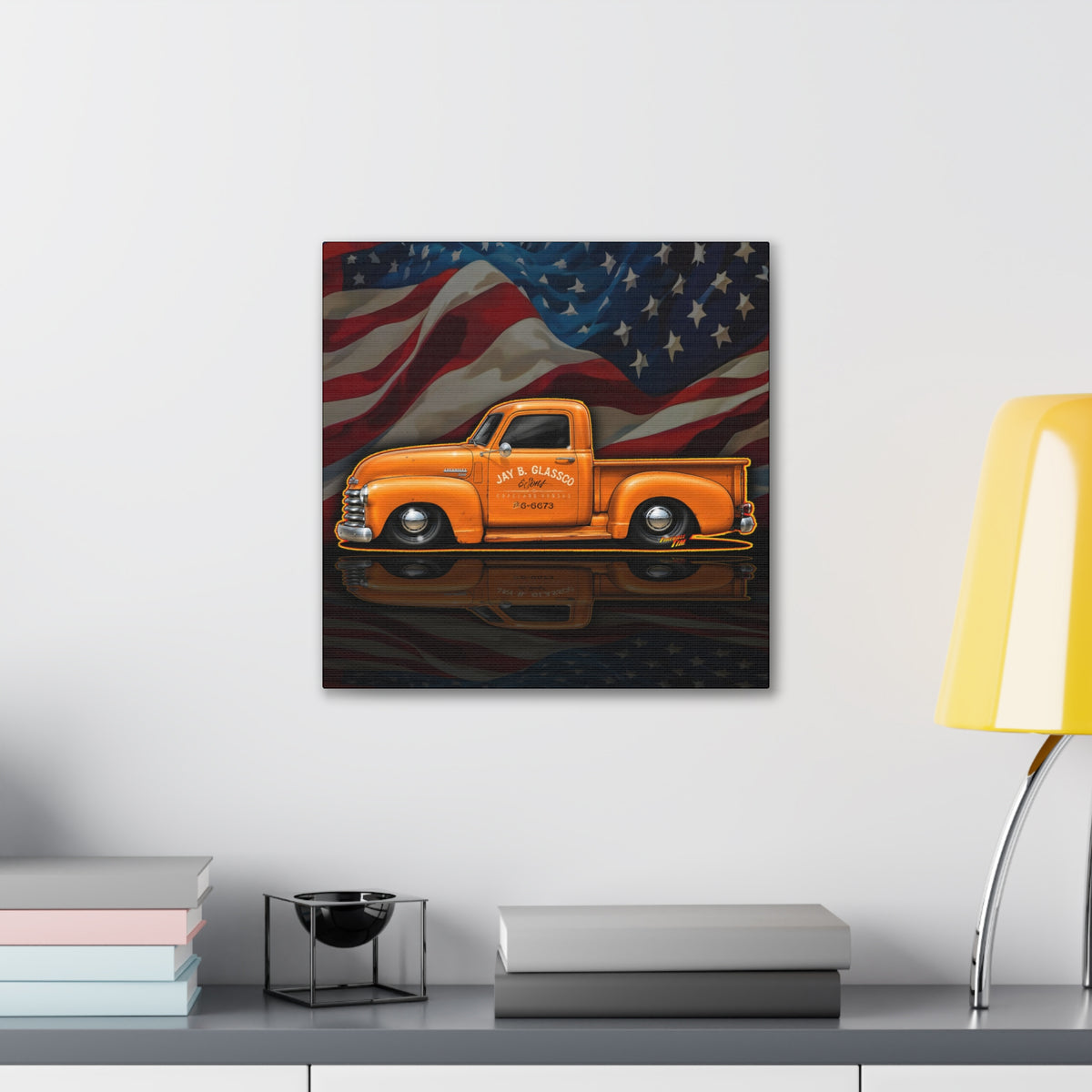 CHEVROLET 1949 C1500 PICKUP TRUCK Collectible Fireball Art Canvas Stretched Print