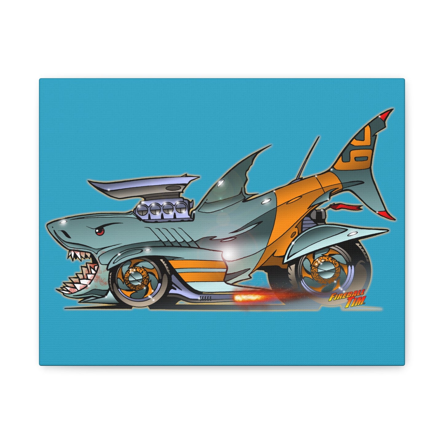 MANEATER GREAT WHITE SHARK Sealife Hot Rod Canvas Gallery Art Print 11x14