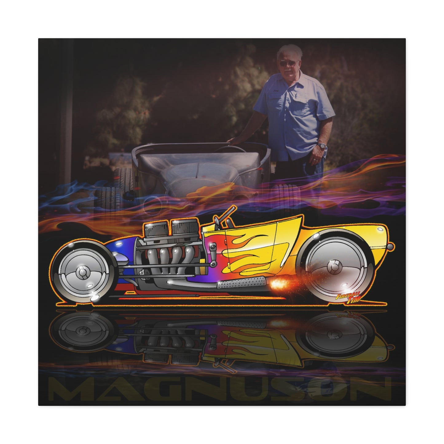 MAGNUSON Track Roadster Hot Rod Fireball Art Canvas Print