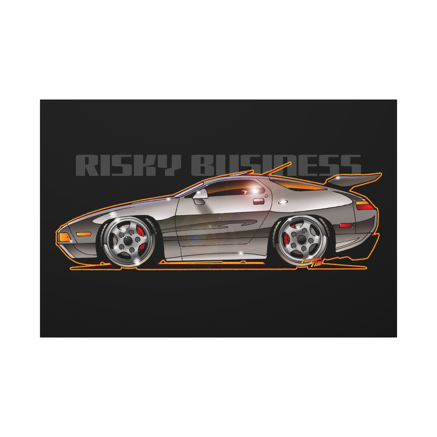 RISKY BUSINESS Porsche 928 Fireball Art Canvas Print - Sizes
