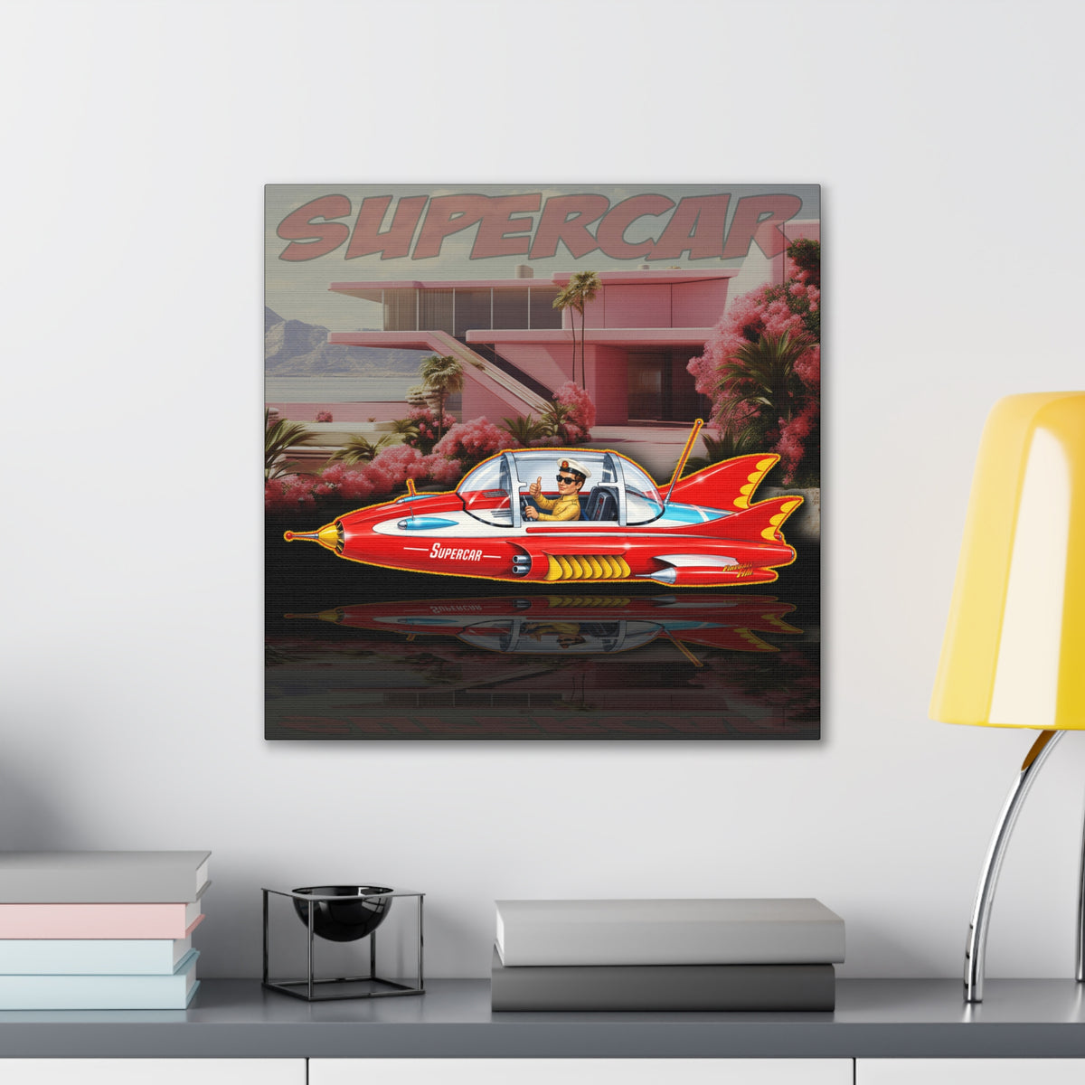 SUPERCAR Gerry Anderson 60's TV Flying Car Collectible Fireball Art Canvas Stretched Print