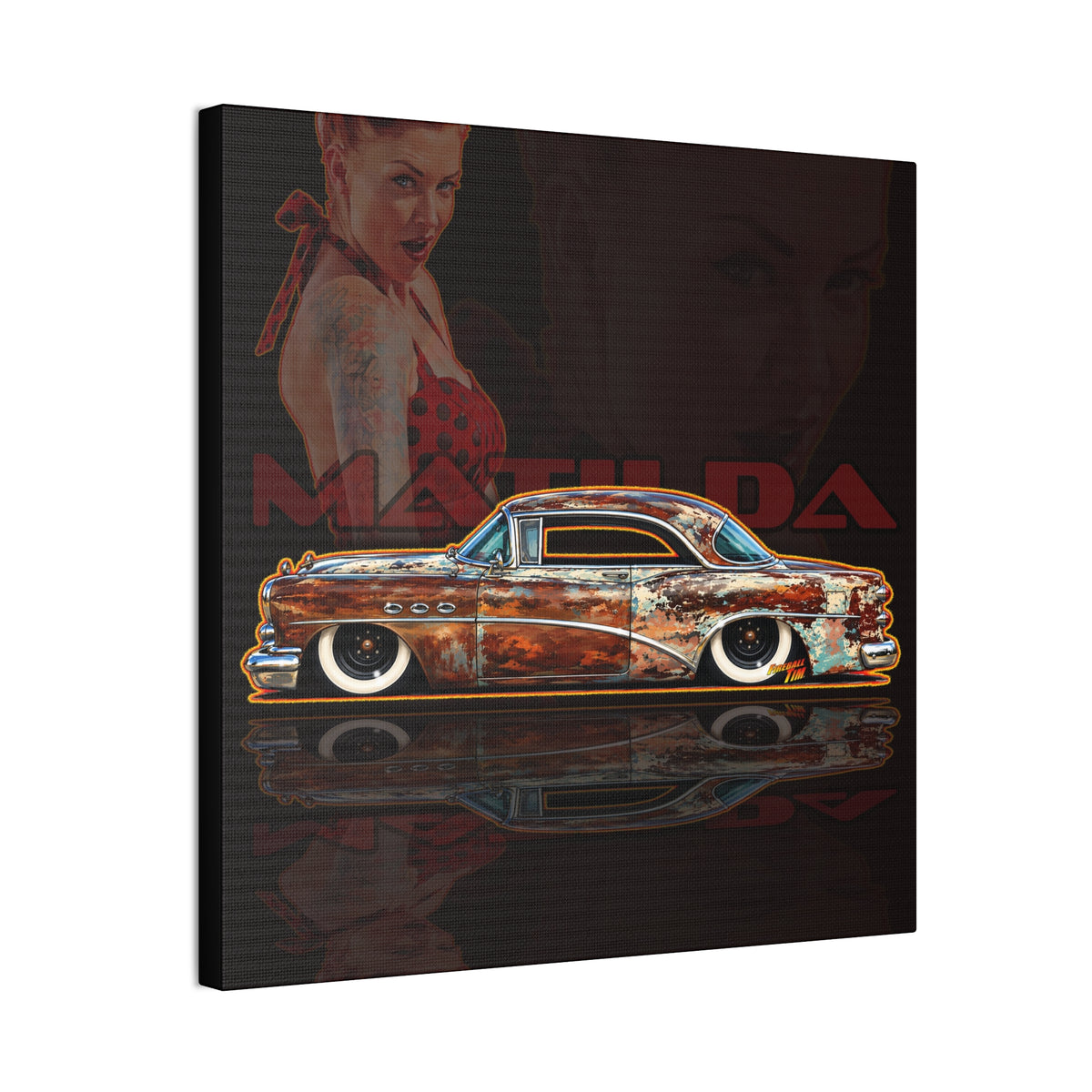 BUICK 1954 KUSTOM SPECIAL Collectible Fireball Art Canvas Stretched Print