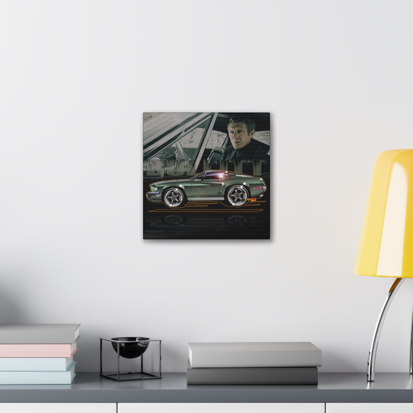 BULLITT FORD MUSTANG Steve McQueen Fireball Art Canvas Print - 3 Sizes