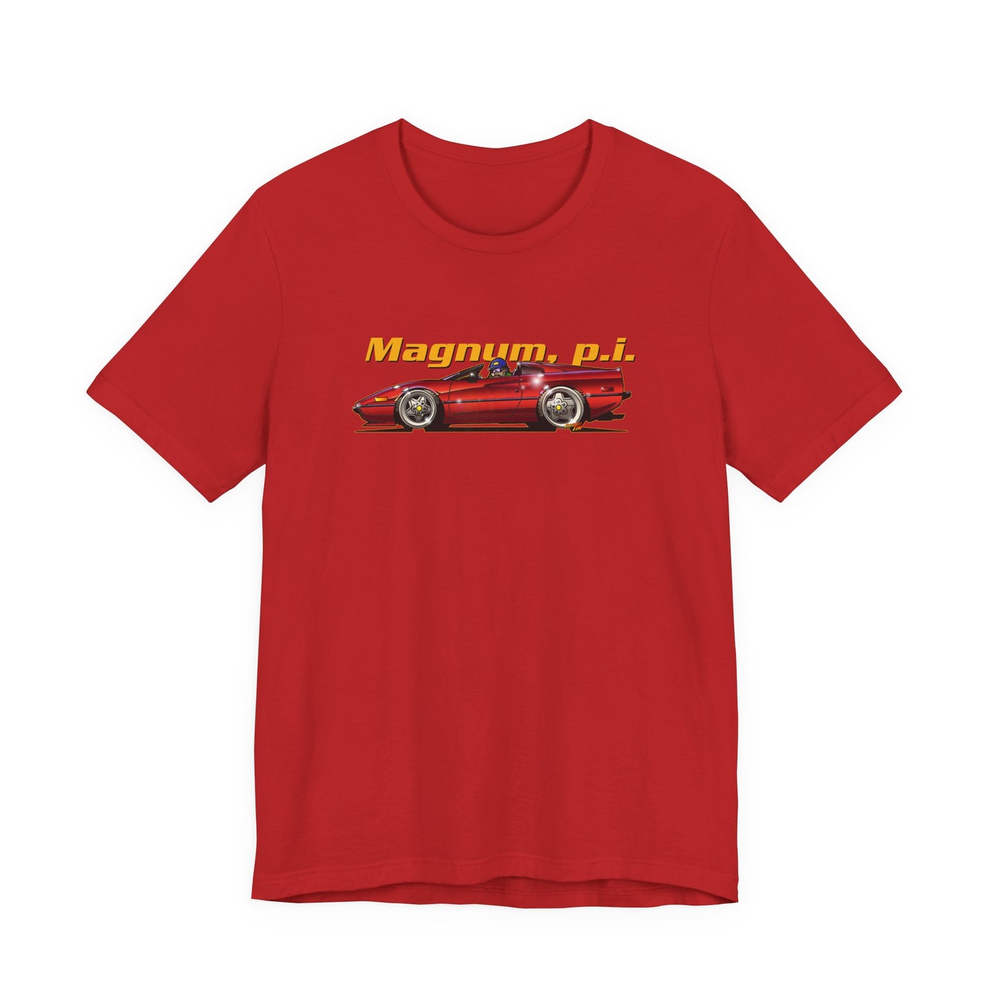 MAGNUM PI FERRARI 308 GTS Unisex Jersey Fireball Art Tee Shirt - Multiple Colors