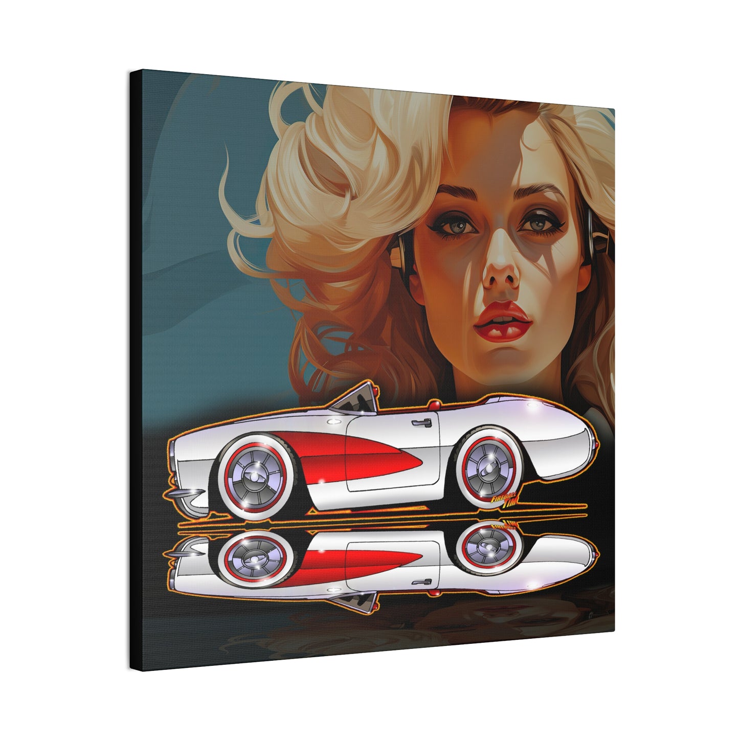 Copy of CORVETTE 1957 Collectible Fireball Art Canvas Print 2