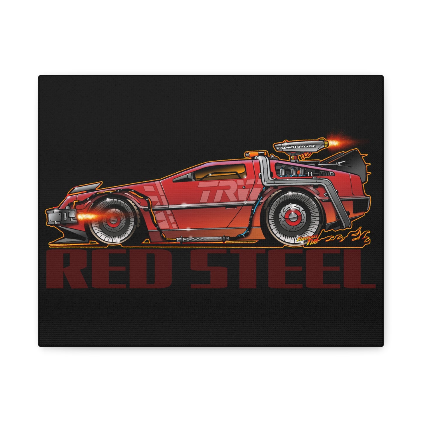 BACK TO THE FUTURE DELOREAN Red Steel Time Machine Canvas Art Wall Print 11/14