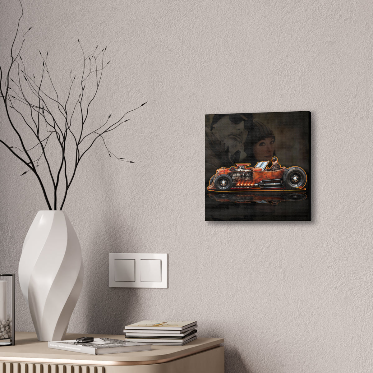 CUSTOM RAT ROD Hot Rod Gretchen Collectible Fireball Art Canvas Stretched Print