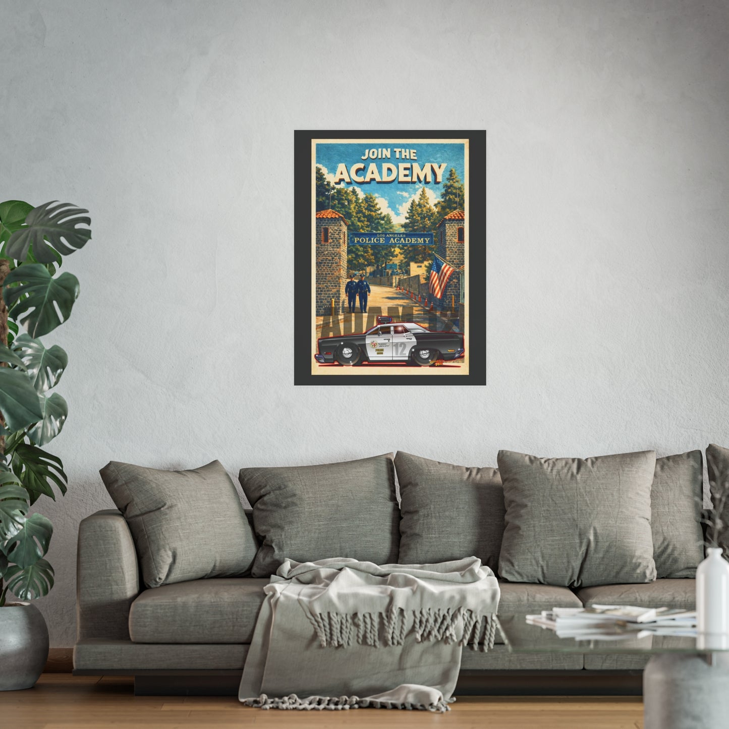 VISIT LOS ANGELES POLICE ACADEMY Adam 12 Plymouth Vintage Fireball Art Travel Poster Satin/Matte