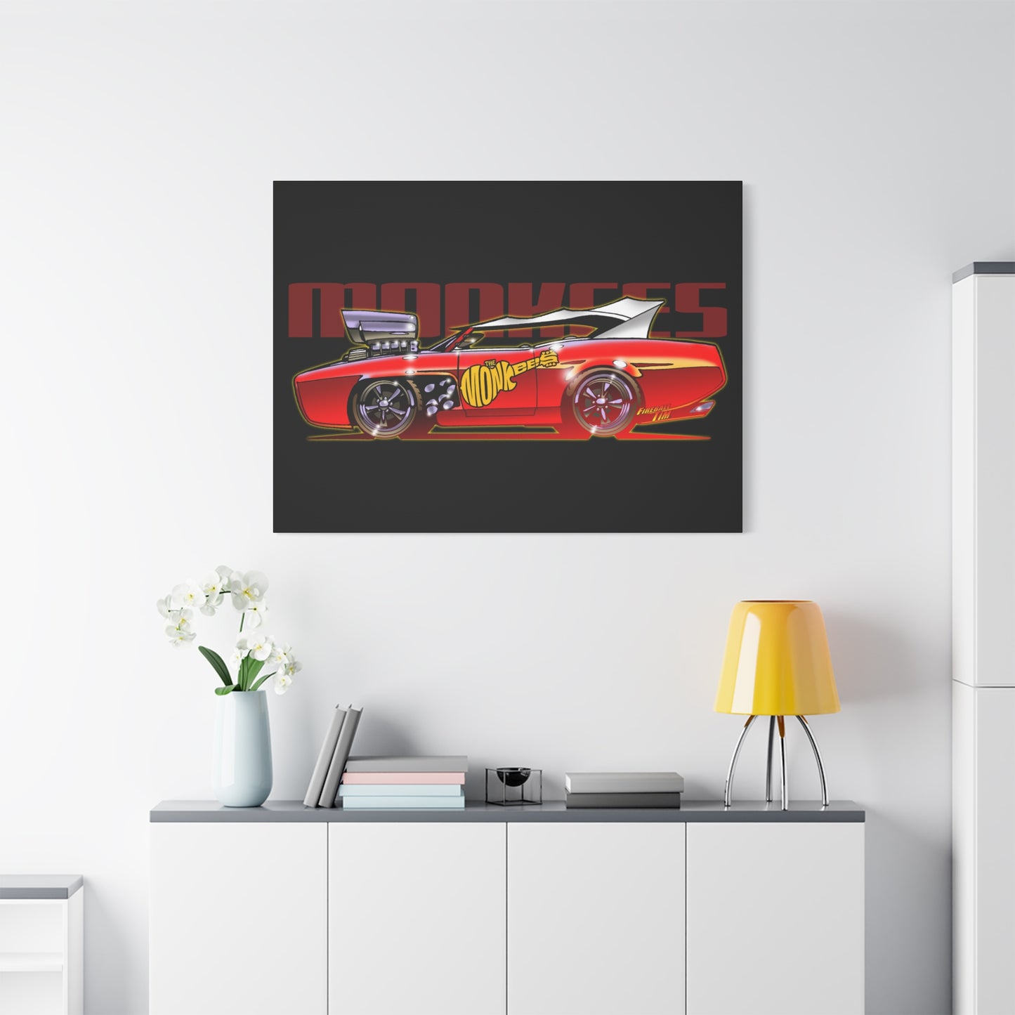 THE MONKEES Monkeemobile Fireball Canvas Art Wall Print - 11x14