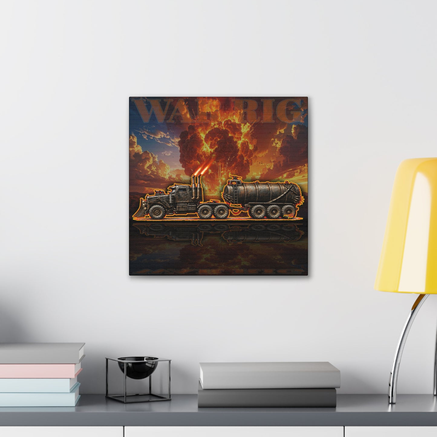 MAD MAX War Rig Collectible Fireball Art Canvas Stretched Print