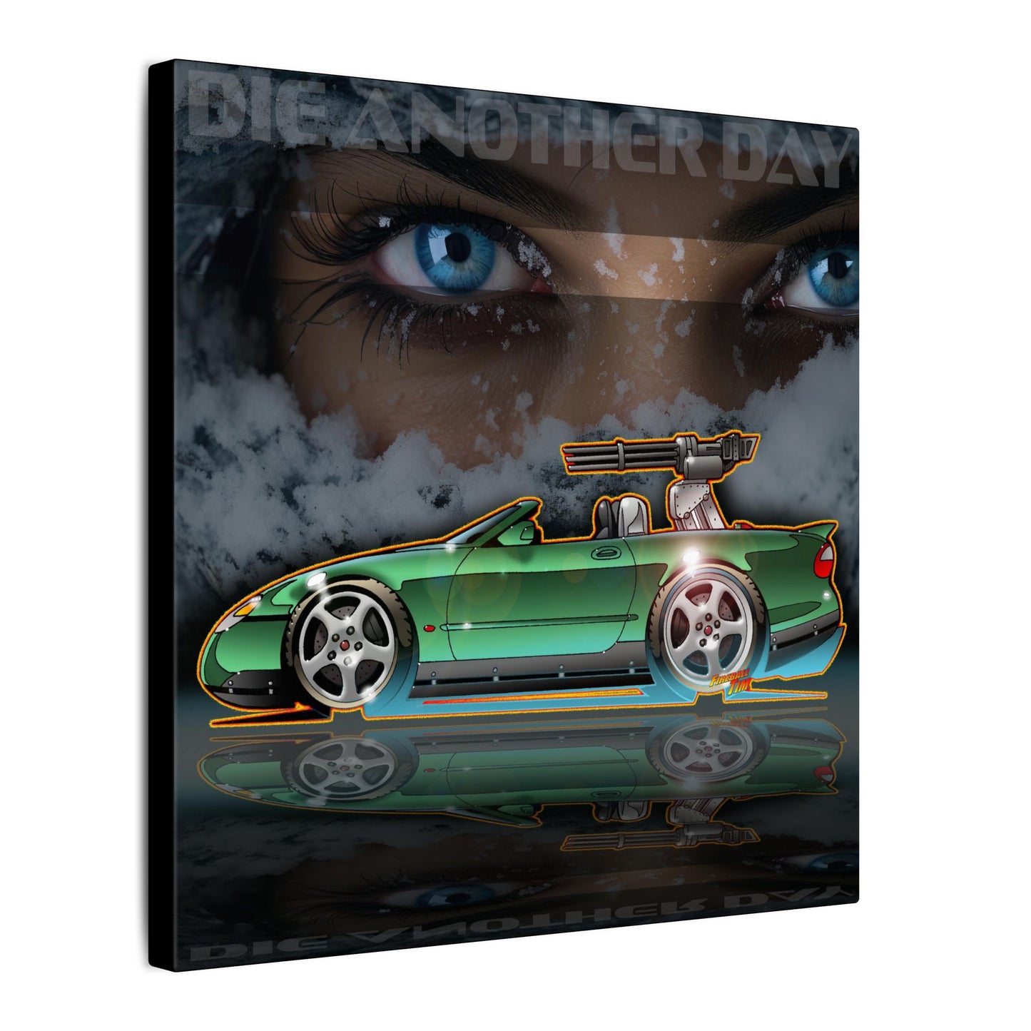 DIE ANOTHER DAY ICE JAGUAR James Bond Fireball Art Canvas Print - 12x12