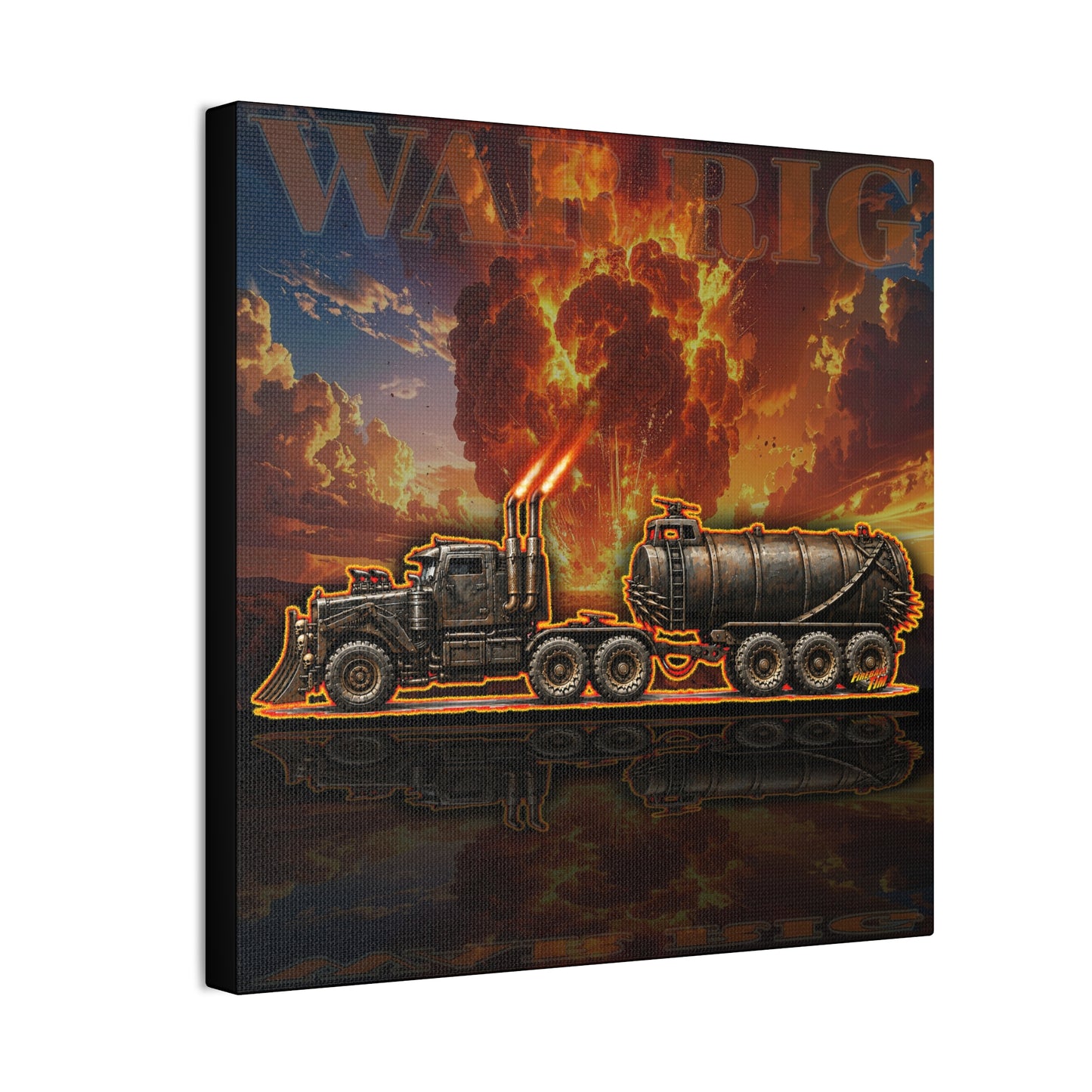 MAD MAX War Rig Collectible Fireball Art Canvas Stretched Print