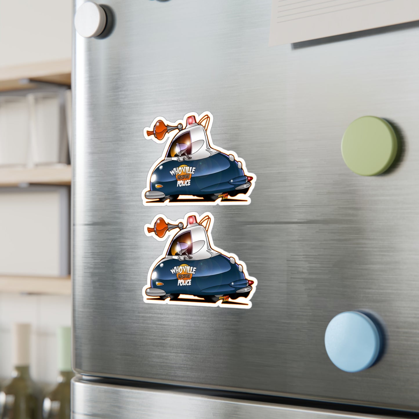 THE GRINCH WHOVILLE POLICE CAR Fireball Art Decal Sticker Set - 4 Sizes