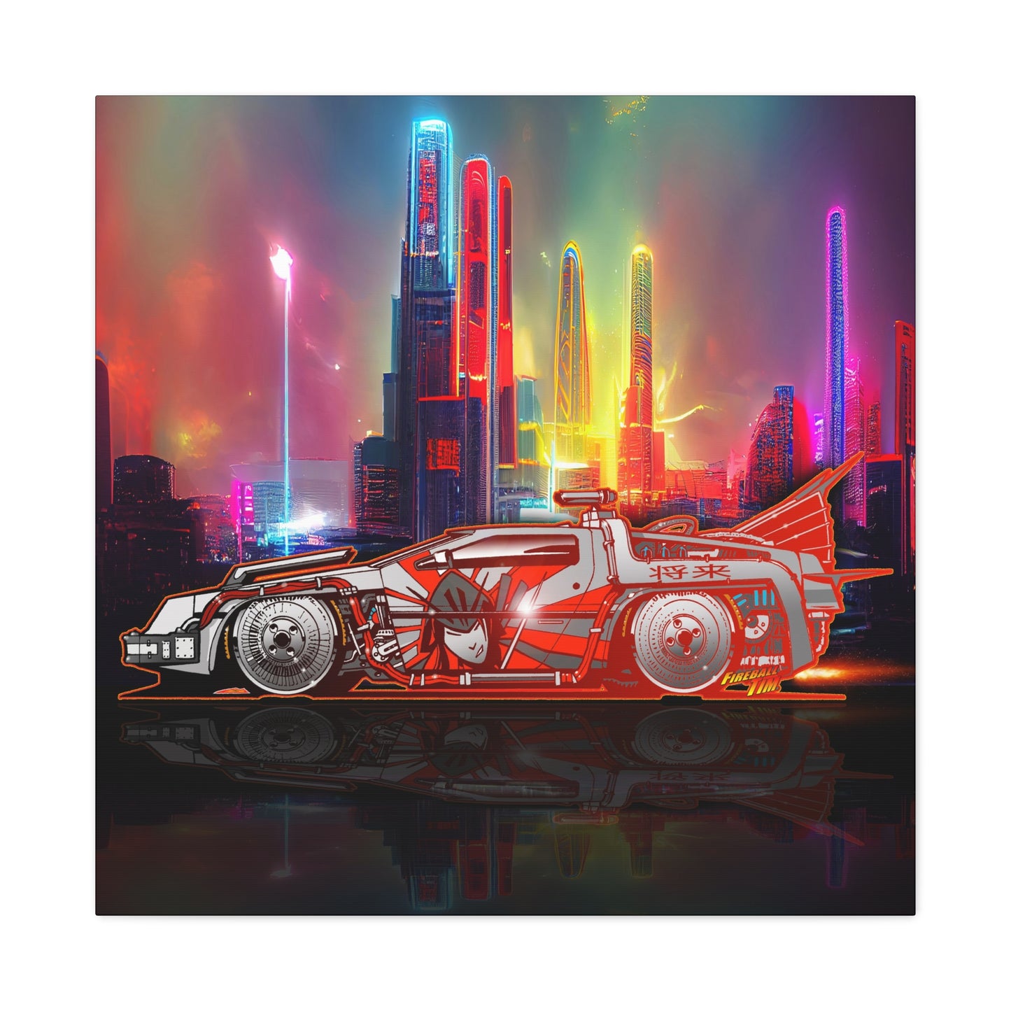 BACK TO THE FUTURE DELOREAN Time Machine Bosozoku Canvas Art Print 2 Sizes