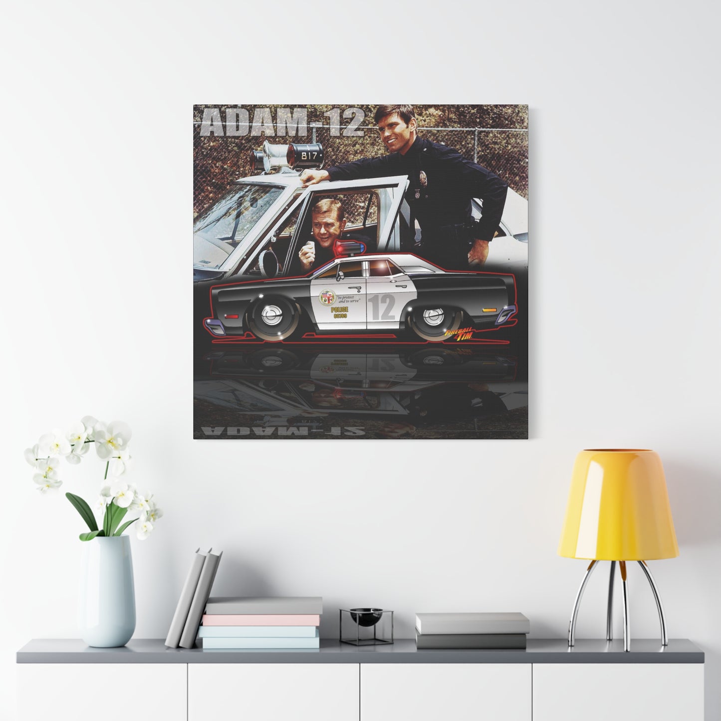 ADAM 12 PLYMOUTH Police Car Fireball Art Canvas Print