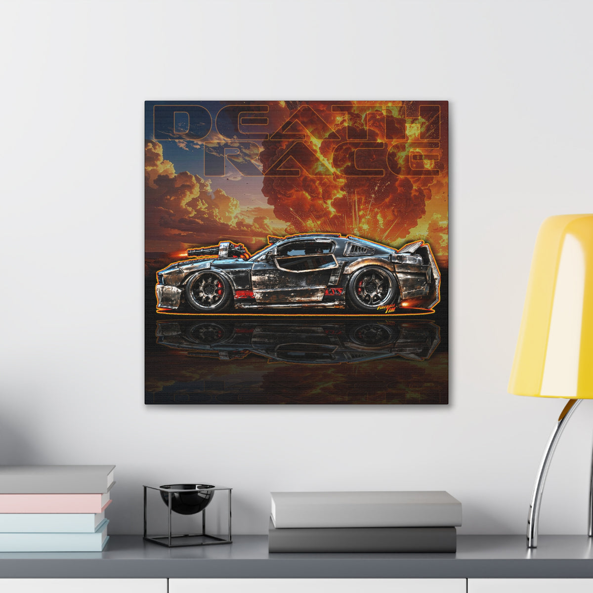 DEATH RACE MUSTANG Collectible Fireball Art Canvas Stretched Print