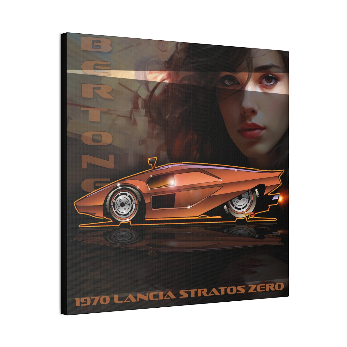 BERTONE 1970 Lancia Stratos Zero Canvas Art Wall Print - 2 Sizes