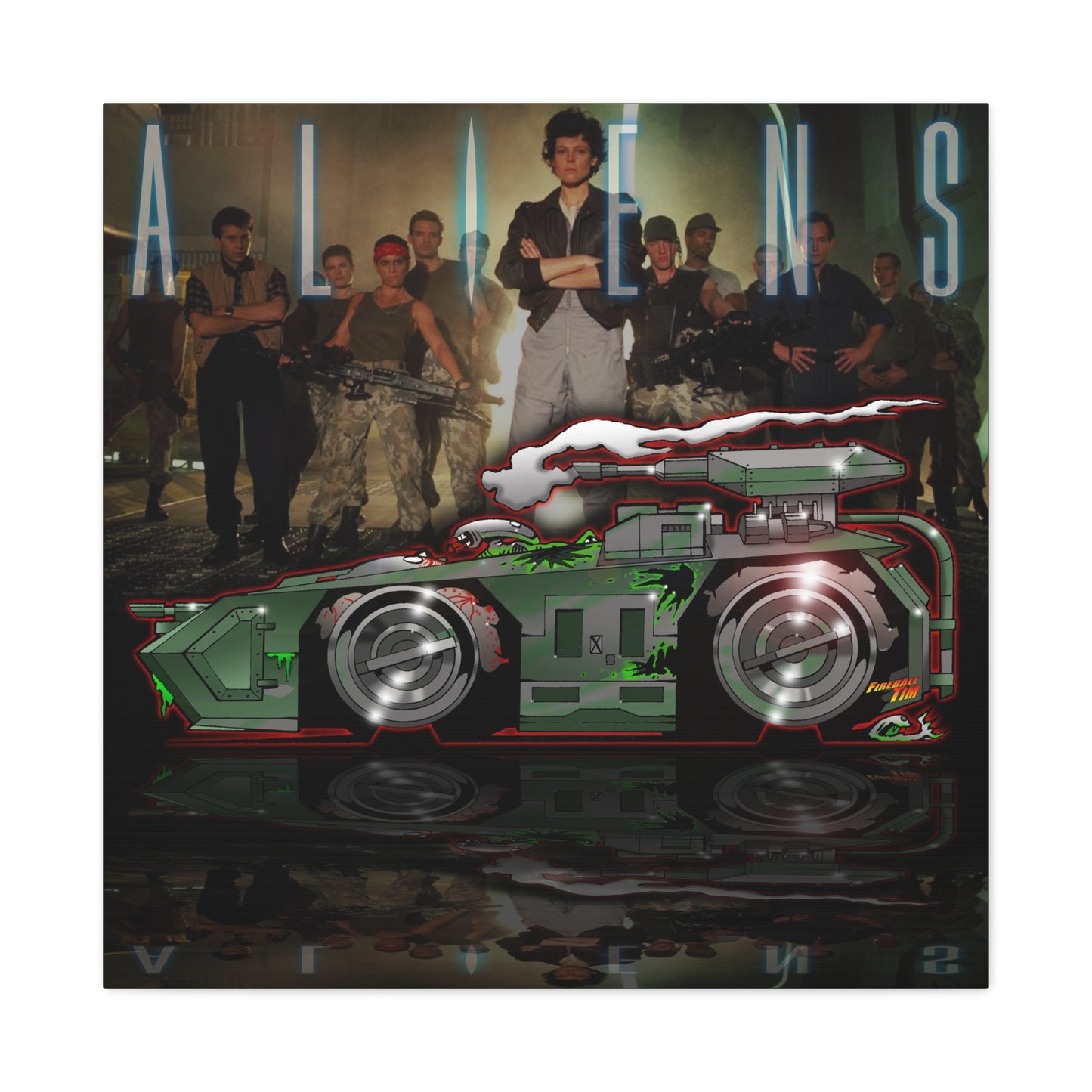 ALIENS APC TANK Movie Car Fireball Art Canvas Print