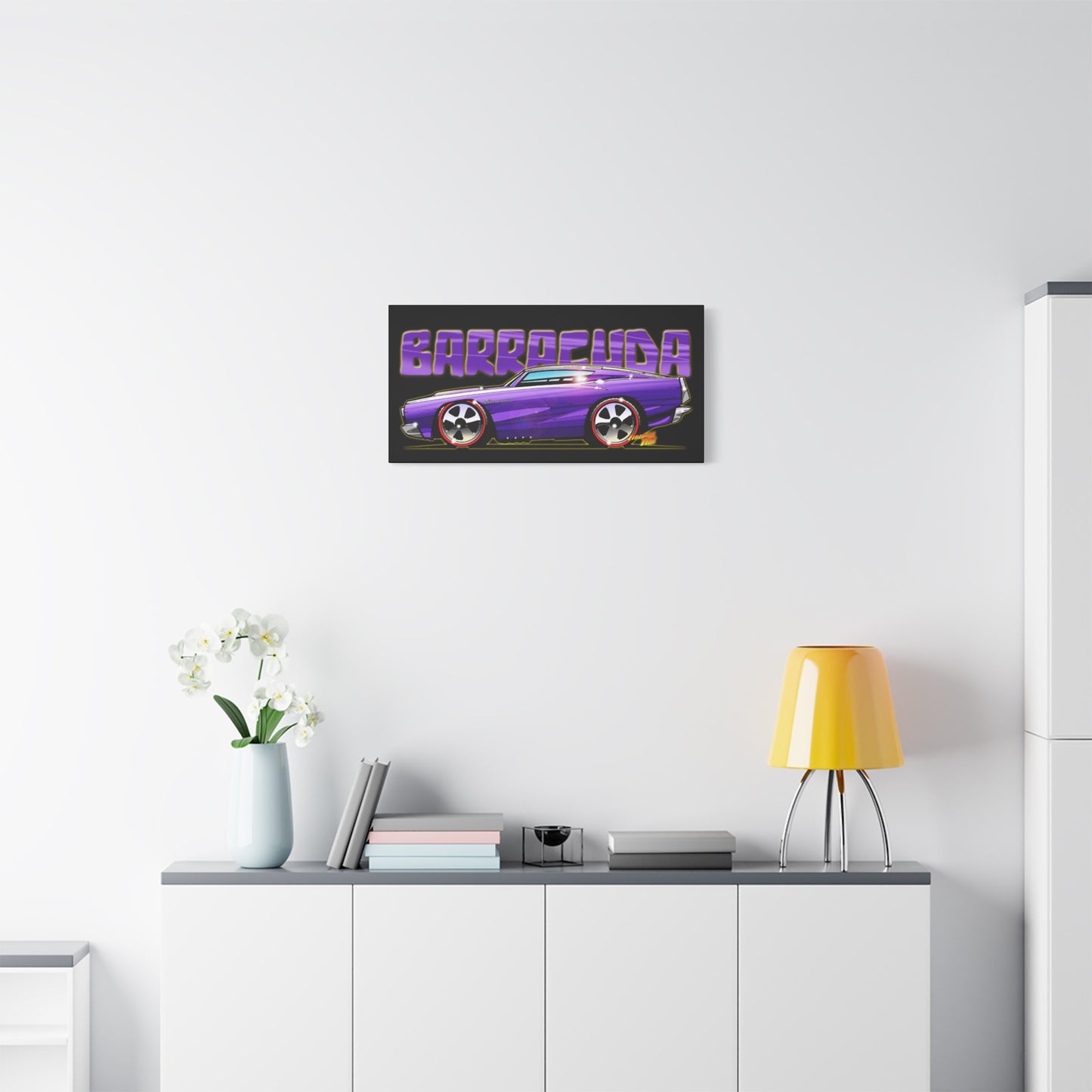 PLYMOUTH BARRACUDA Fireball Art Canvas Wall Print