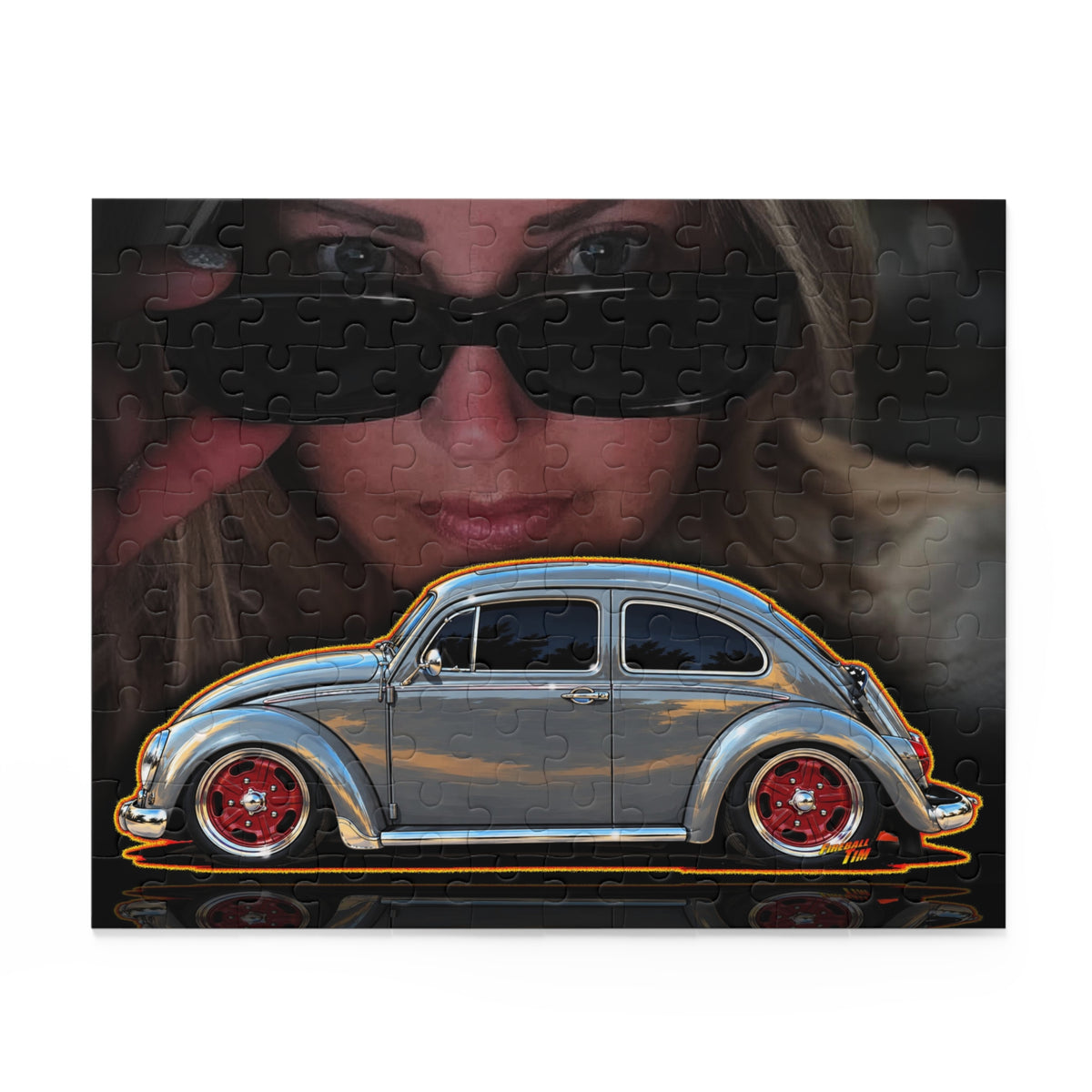 KUSTOM 1964 VW BUG Collectible Fireball Art Jigsaw Puzzle — Retro Custom Cars (120/252/500‑Piece)